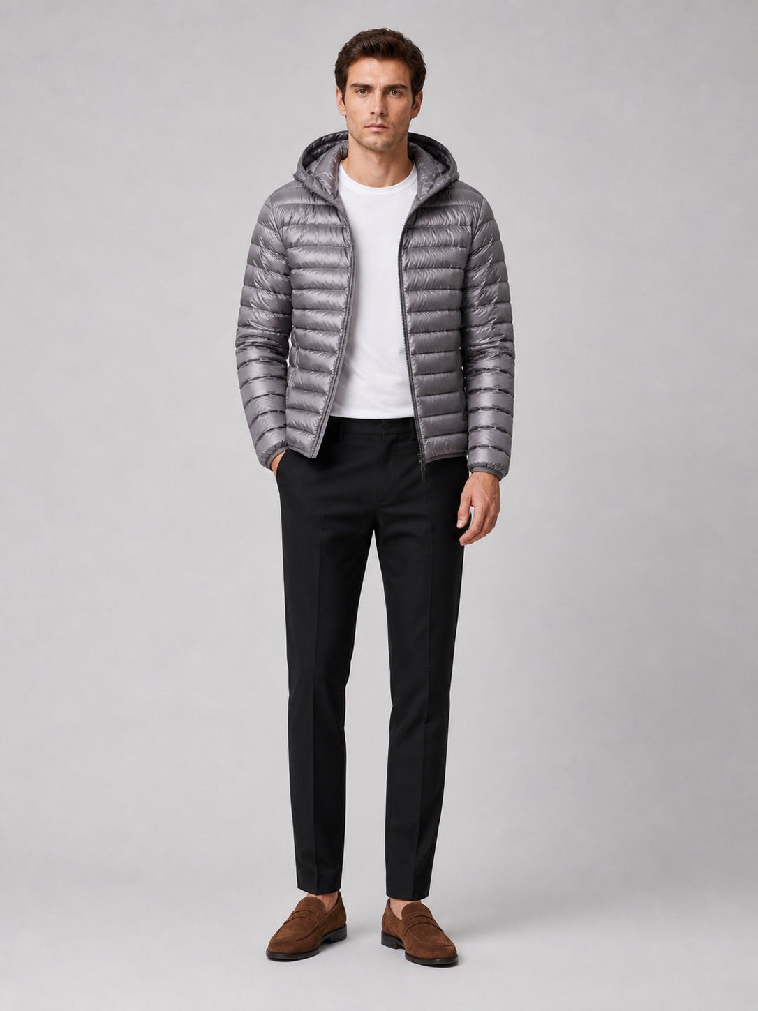 Men’s Lightweight Hooded Down Puffer Jacket Thermal Autumn Winter Coat for Travel and Everyday Wear