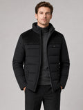 Men’s Puffer Jacket Plush Lined Thick Warm Stand Collar Winter Coat for Outdoor and Everyday Wear