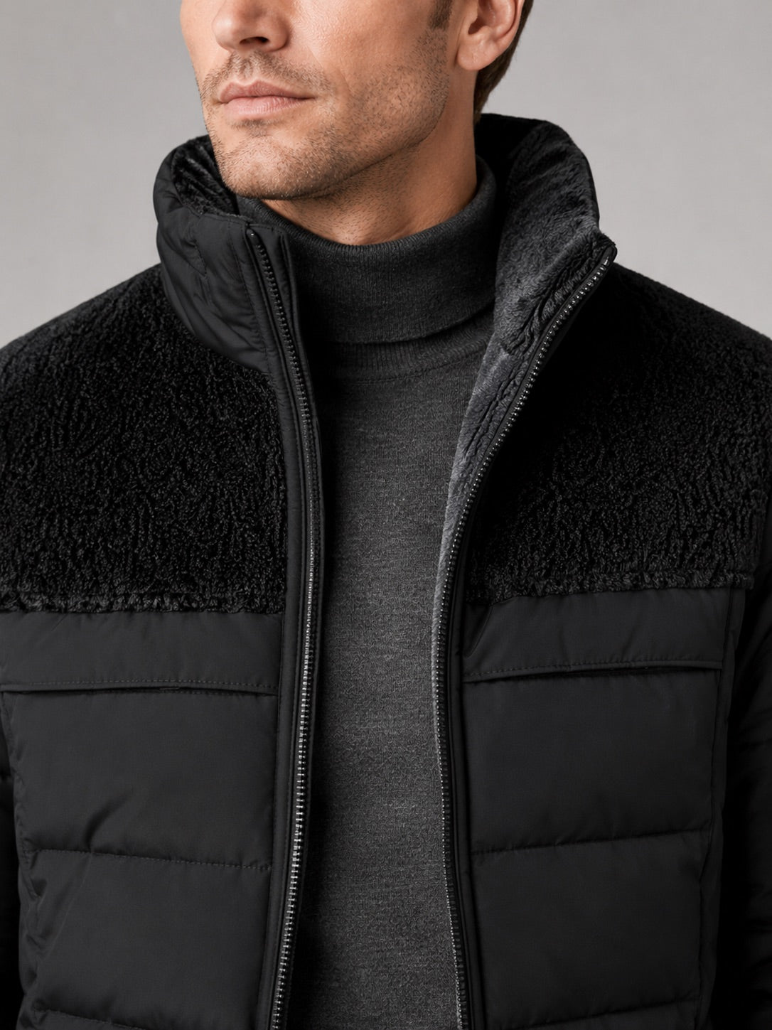 Men’s Puffer Jacket Plush Lined Thick Warm Stand Collar Winter Coat for Outdoor and Everyday Wear