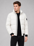 Men’s Puffer Jacket Thick Warm Solid Colour Zip-Up Winter Casual Coat for Everyday Wear