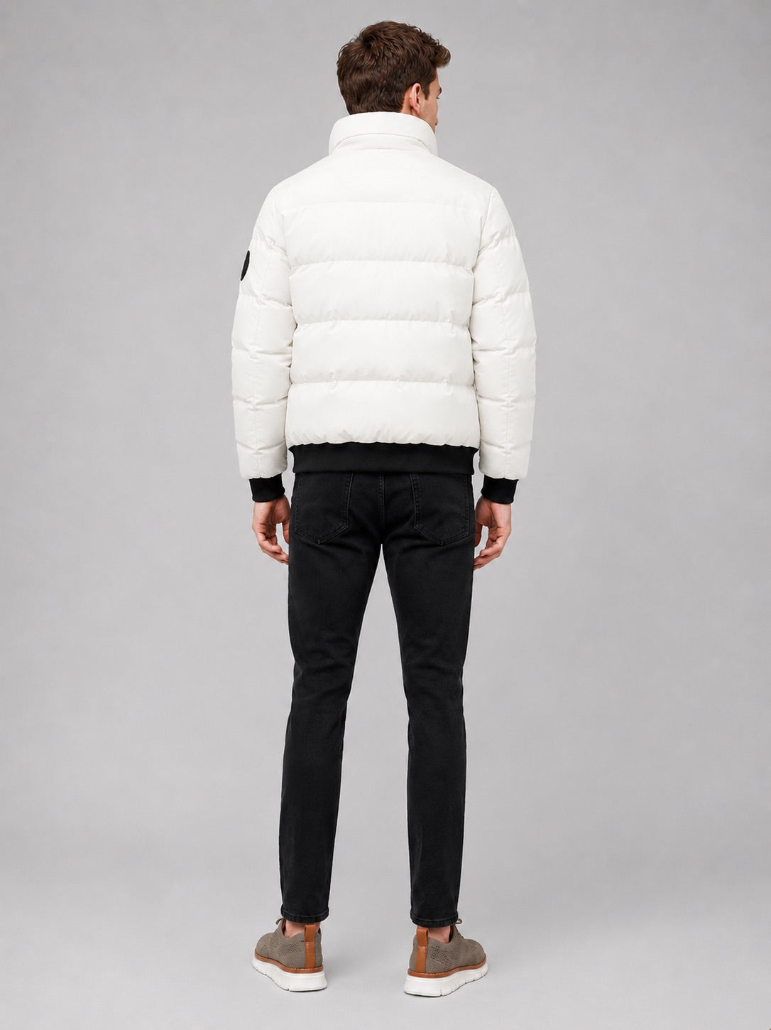 Men’s Puffer Jacket Thick Warm Solid Colour Zip-Up Winter Casual Coat for Everyday Wear