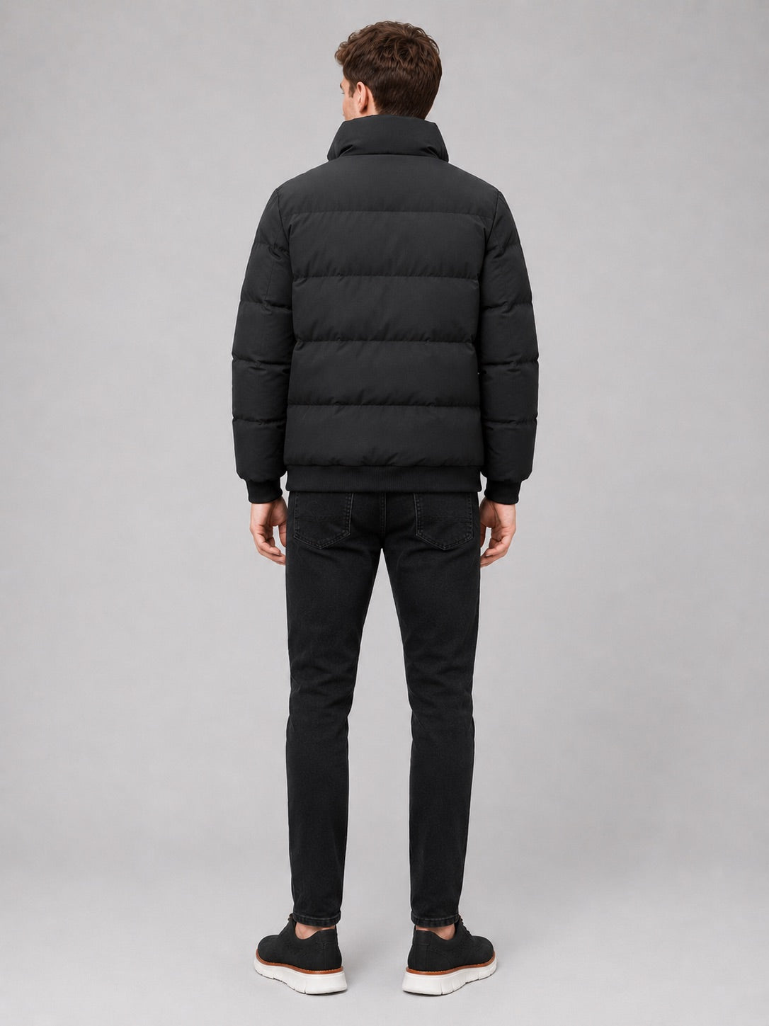 Men’s Puffer Jacket Thick Warm Solid Colour Zip-Up Winter Casual Coat for Everyday Wear