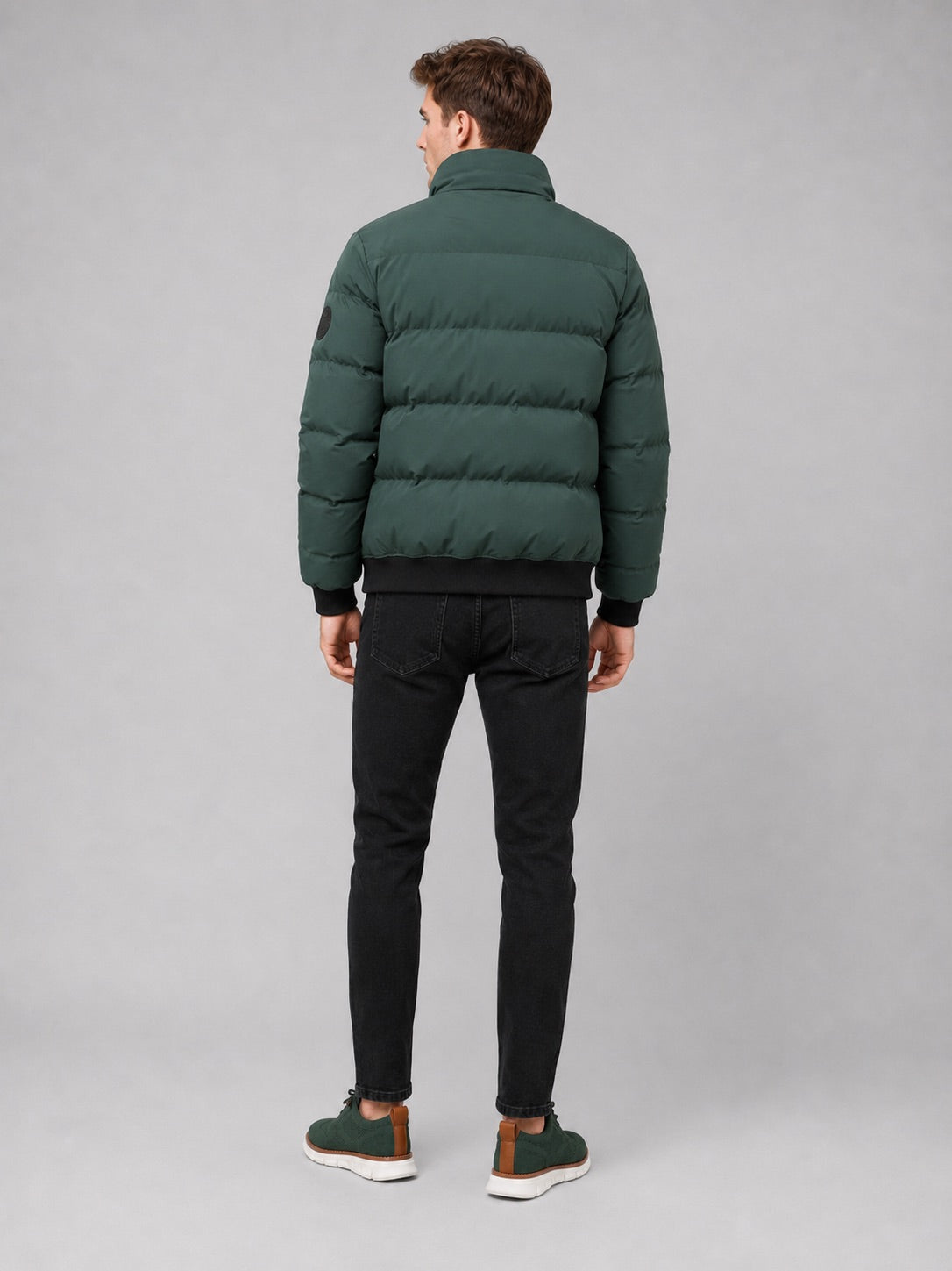 Men’s Puffer Jacket Thick Warm Solid Colour Zip-Up Winter Casual Coat for Everyday Wear