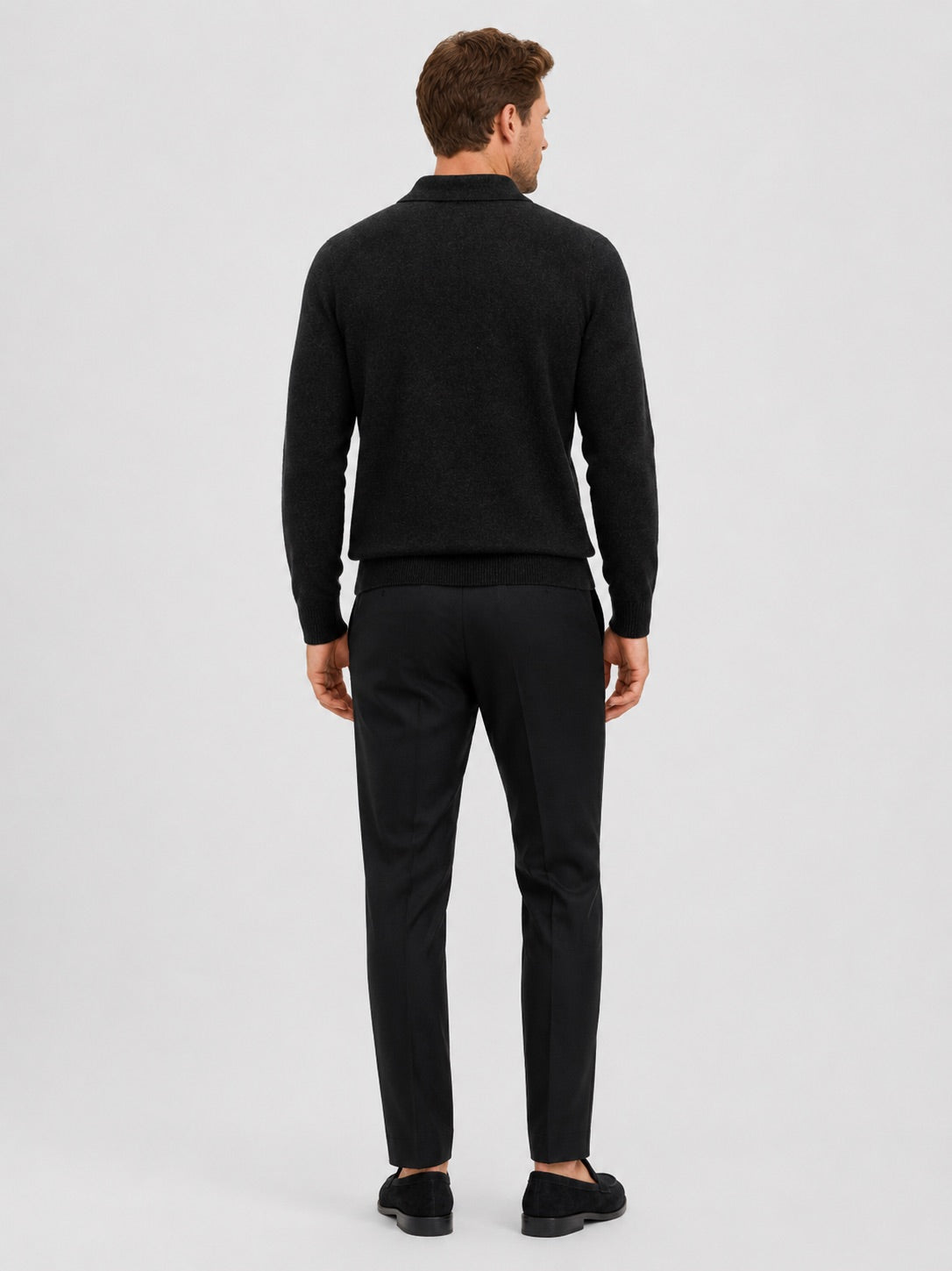 Men’s Argyle Jumper Check Knit Contrast Collar Long Sleeve Autumn Winter Jumper for Business Casual and Everyday Wear