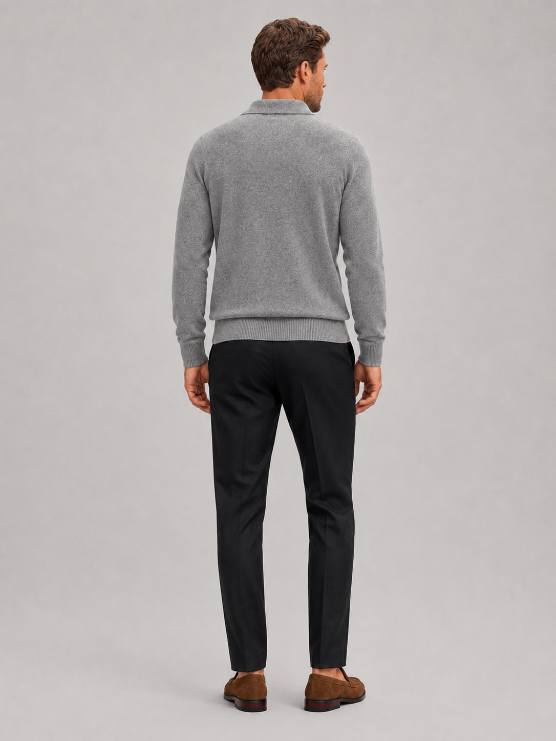 Men’s Argyle Jumper Check Knit Contrast Collar Long Sleeve Autumn Winter Jumper for Business Casual and Everyday Wear