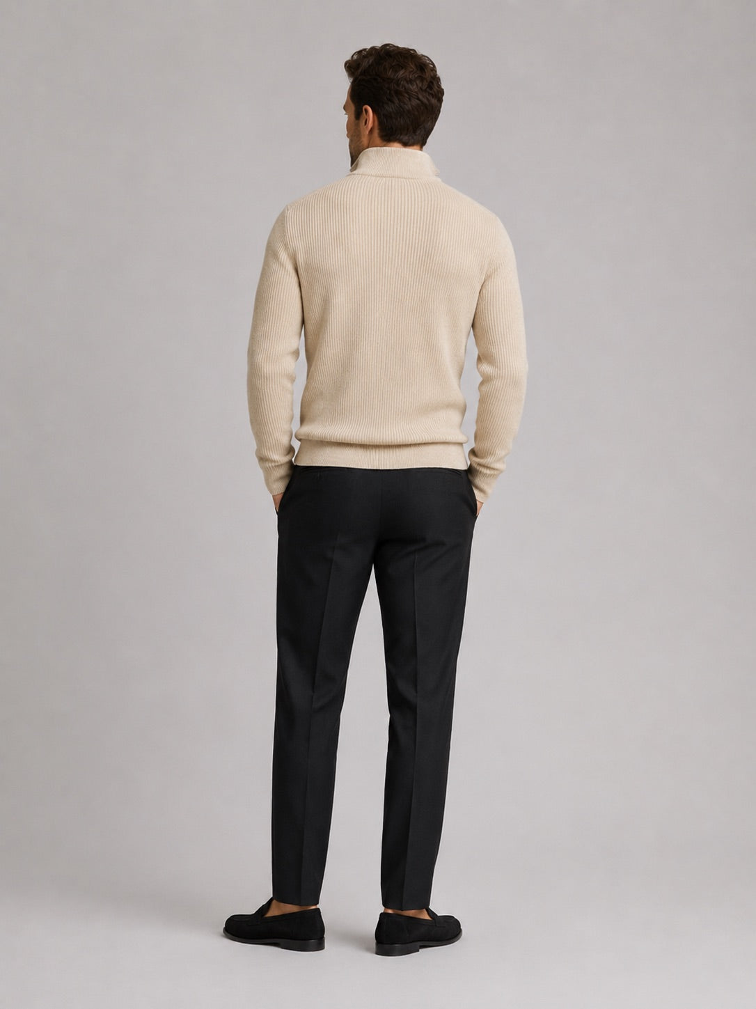 Men’s Quarter Zip Jumper Slim Fit Mock Neck Long Sleeve Warm Winter Pullover for Business Casual and Everyday Wear