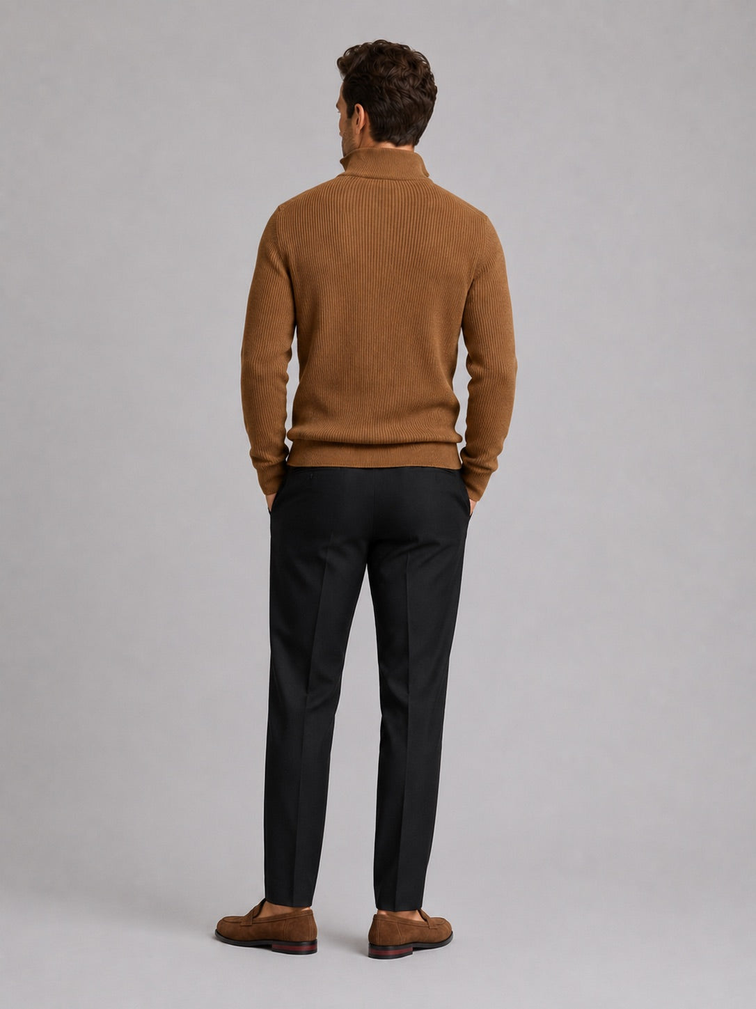 Men’s Quarter Zip Jumper Slim Fit Mock Neck Long Sleeve Warm Winter Pullover for Business Casual and Everyday Wear