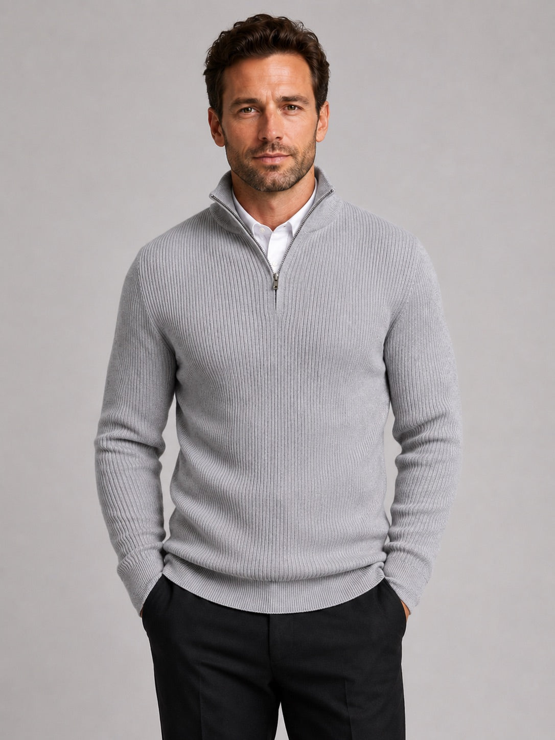 Men’s Quarter Zip Jumper Slim Fit Mock Neck Long Sleeve Warm Winter Pullover for Business Casual and Everyday Wear