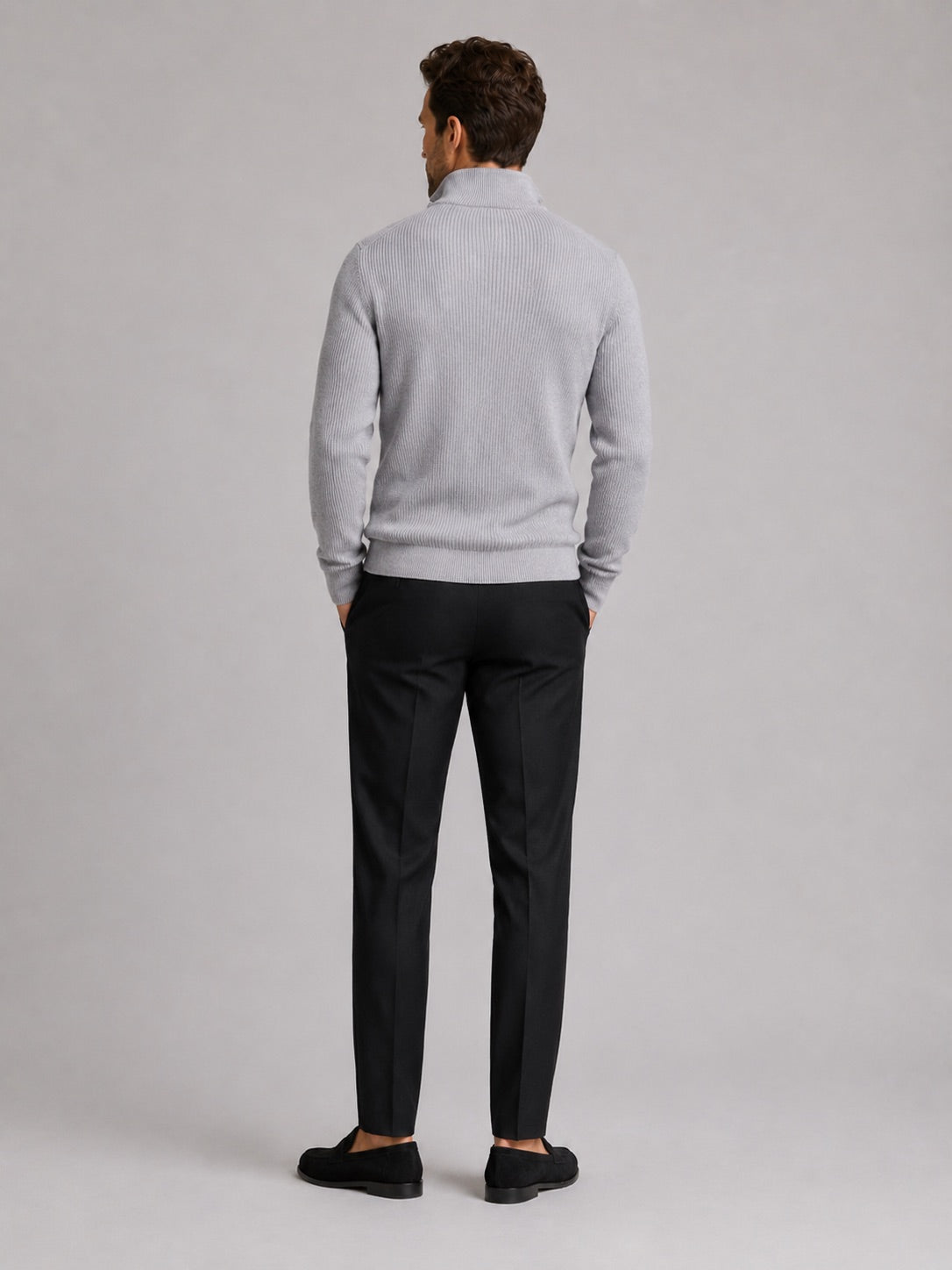 Men’s Quarter Zip Jumper Slim Fit Mock Neck Long Sleeve Warm Winter Pullover for Business Casual and Everyday Wear