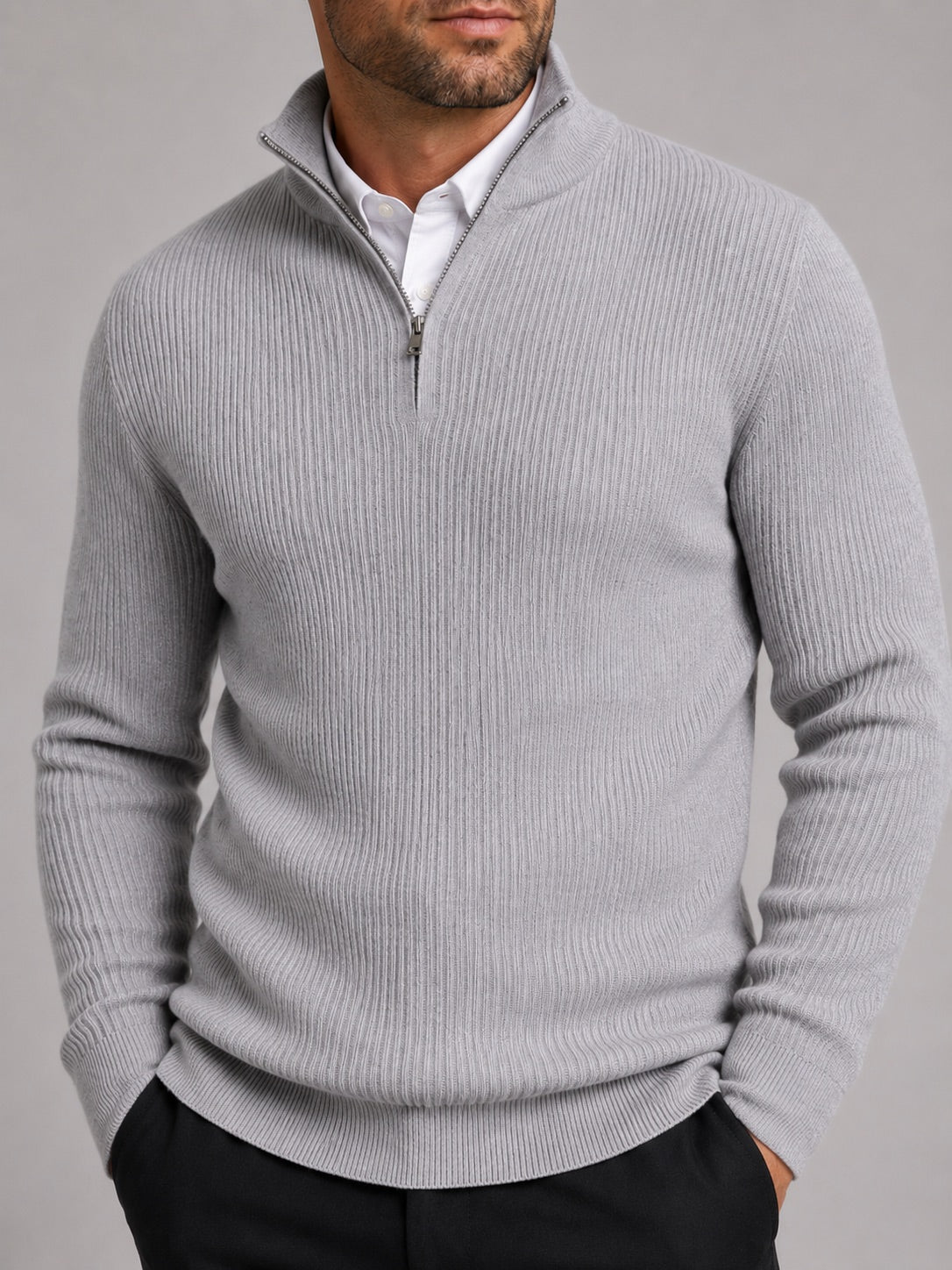 Men’s Quarter Zip Jumper Slim Fit Mock Neck Long Sleeve Warm Winter Pullover for Business Casual and Everyday Wear