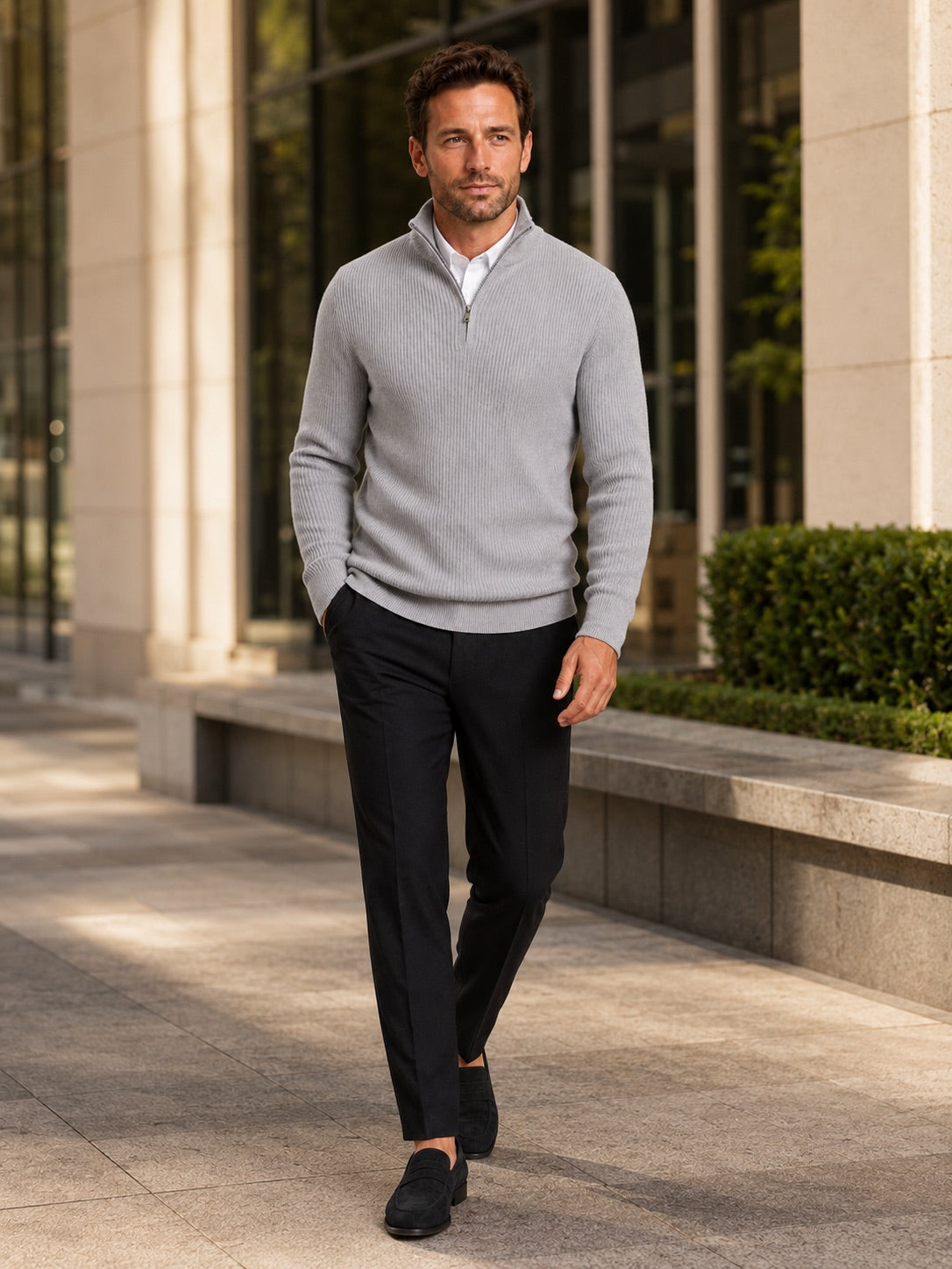 Men’s Quarter Zip Jumper Slim Fit Mock Neck Long Sleeve Warm Winter Pullover for Business Casual and Everyday Wear