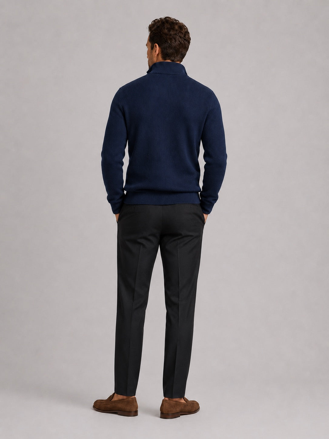 Men’s Quarter Zip Jumper Slim Fit Mock Neck Long Sleeve Warm Winter Pullover for Business Casual and Everyday Wear