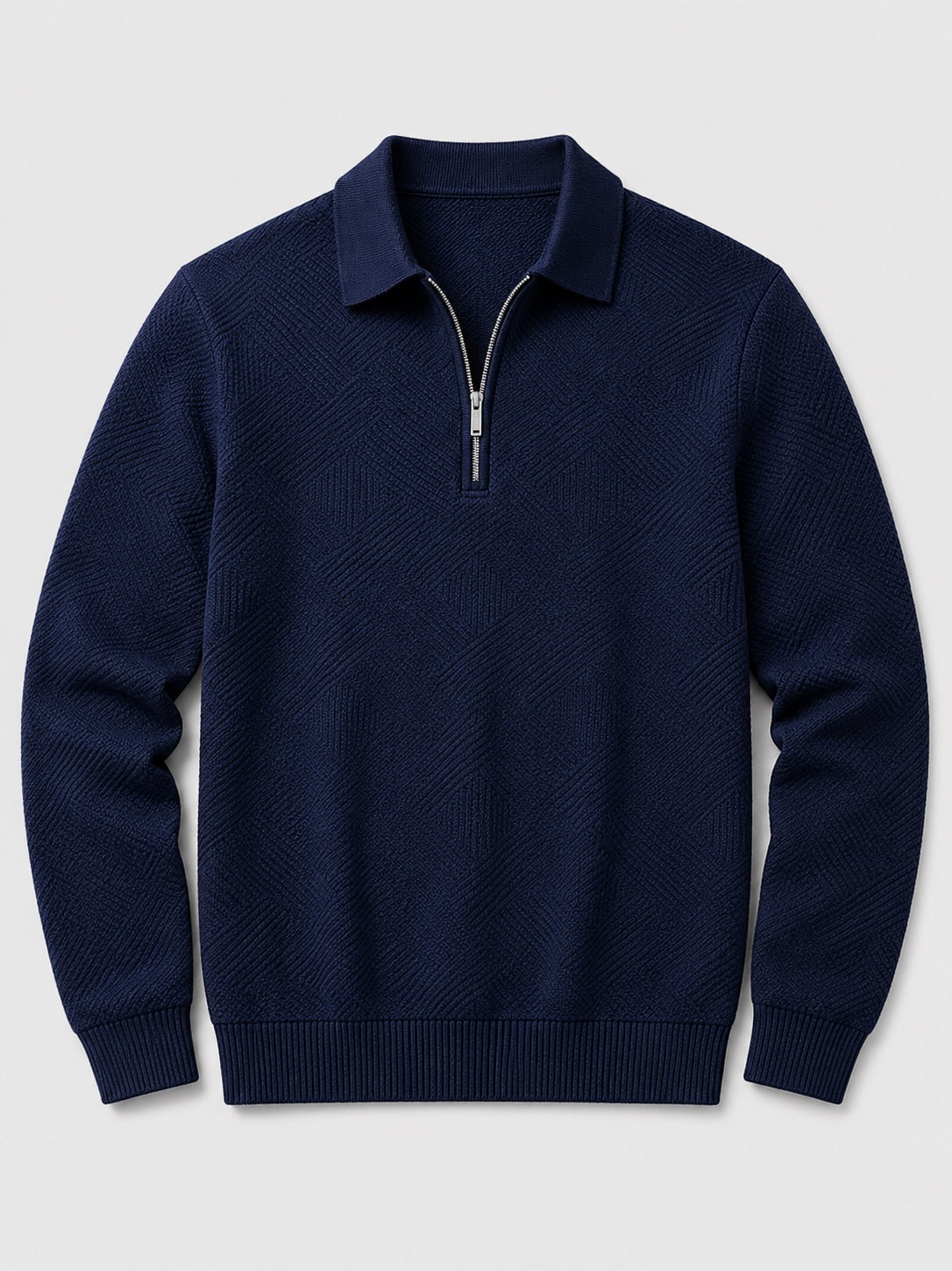 Men’s Quarter Zip Jumper Polo Lightweight Knit Long Sleeve Autumn Winter Pullover for Business Casual and Everyday Wear