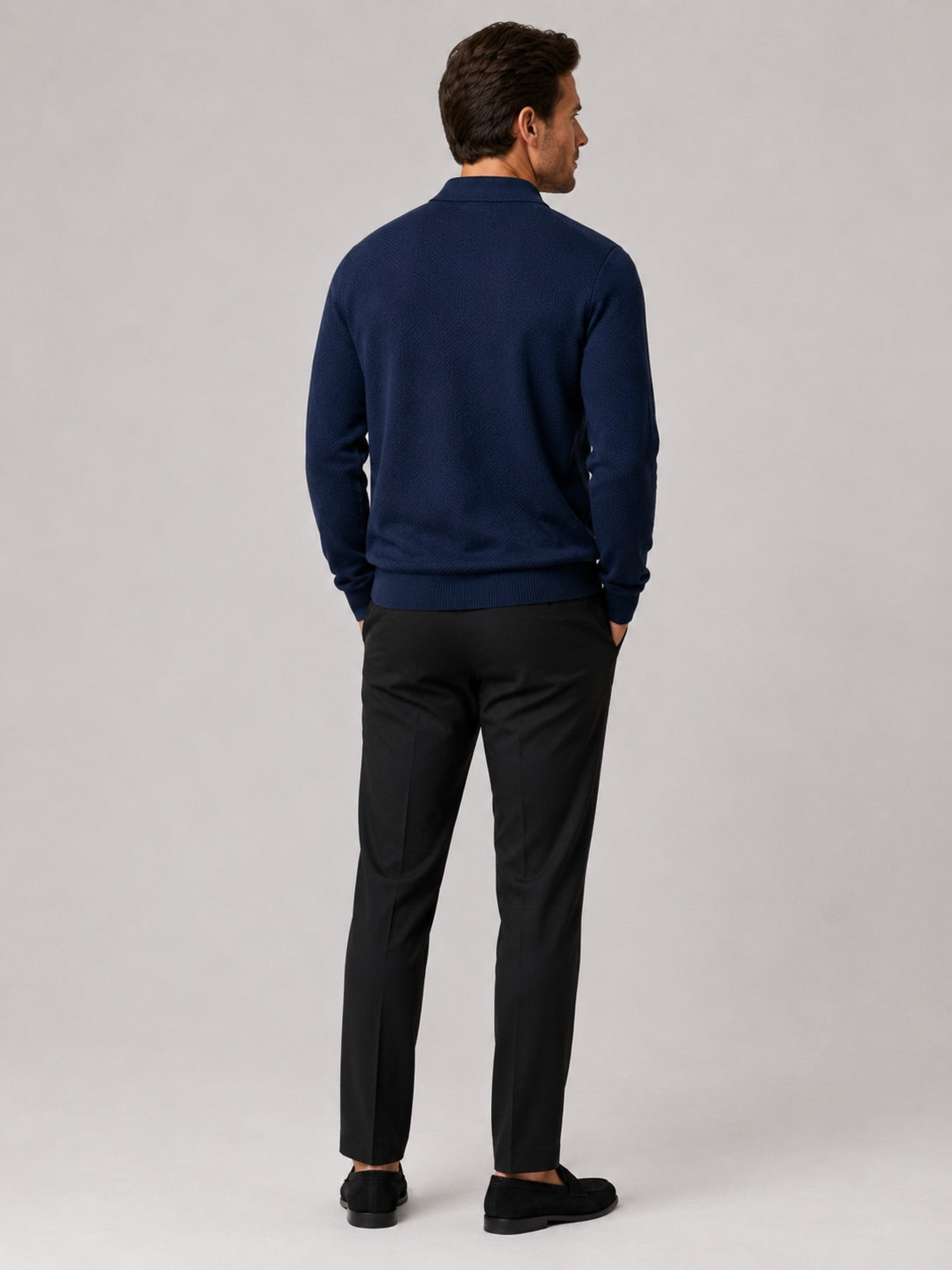 Men’s Quarter Zip Jumper Polo Lightweight Knit Long Sleeve Autumn Winter Pullover for Business Casual and Everyday Wear