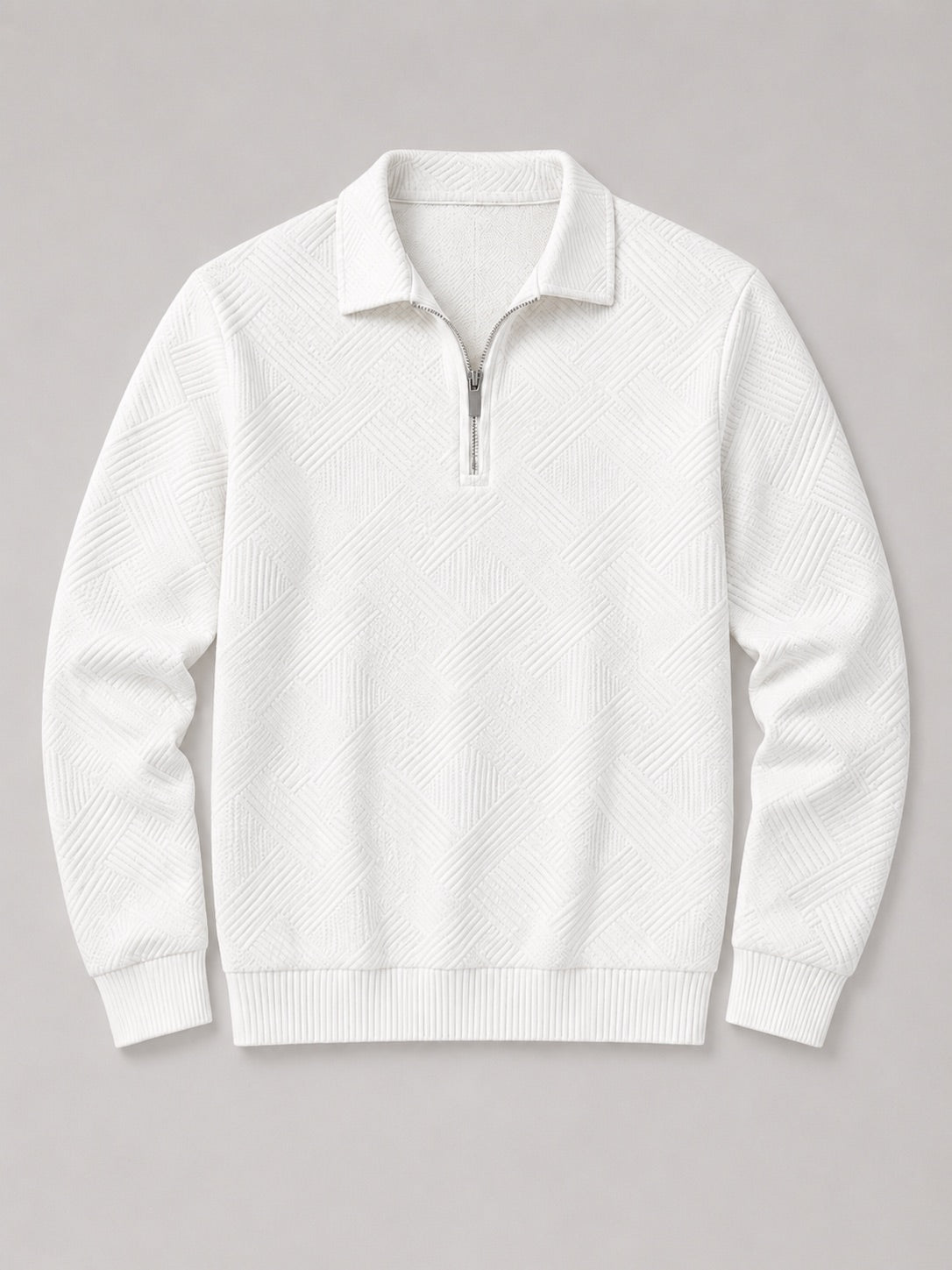 Men’s Quarter Zip Jumper Polo Lightweight Knit Long Sleeve Autumn Winter Pullover for Business Casual and Everyday Wear
