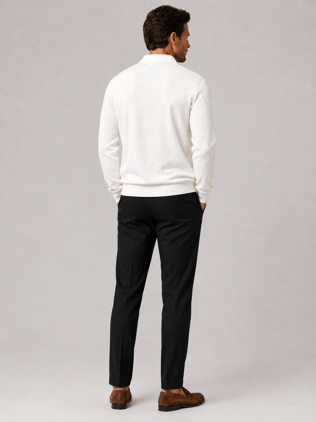 Men’s Quarter Zip Jumper Polo Lightweight Knit Long Sleeve Autumn Winter Pullover for Business Casual and Everyday Wear