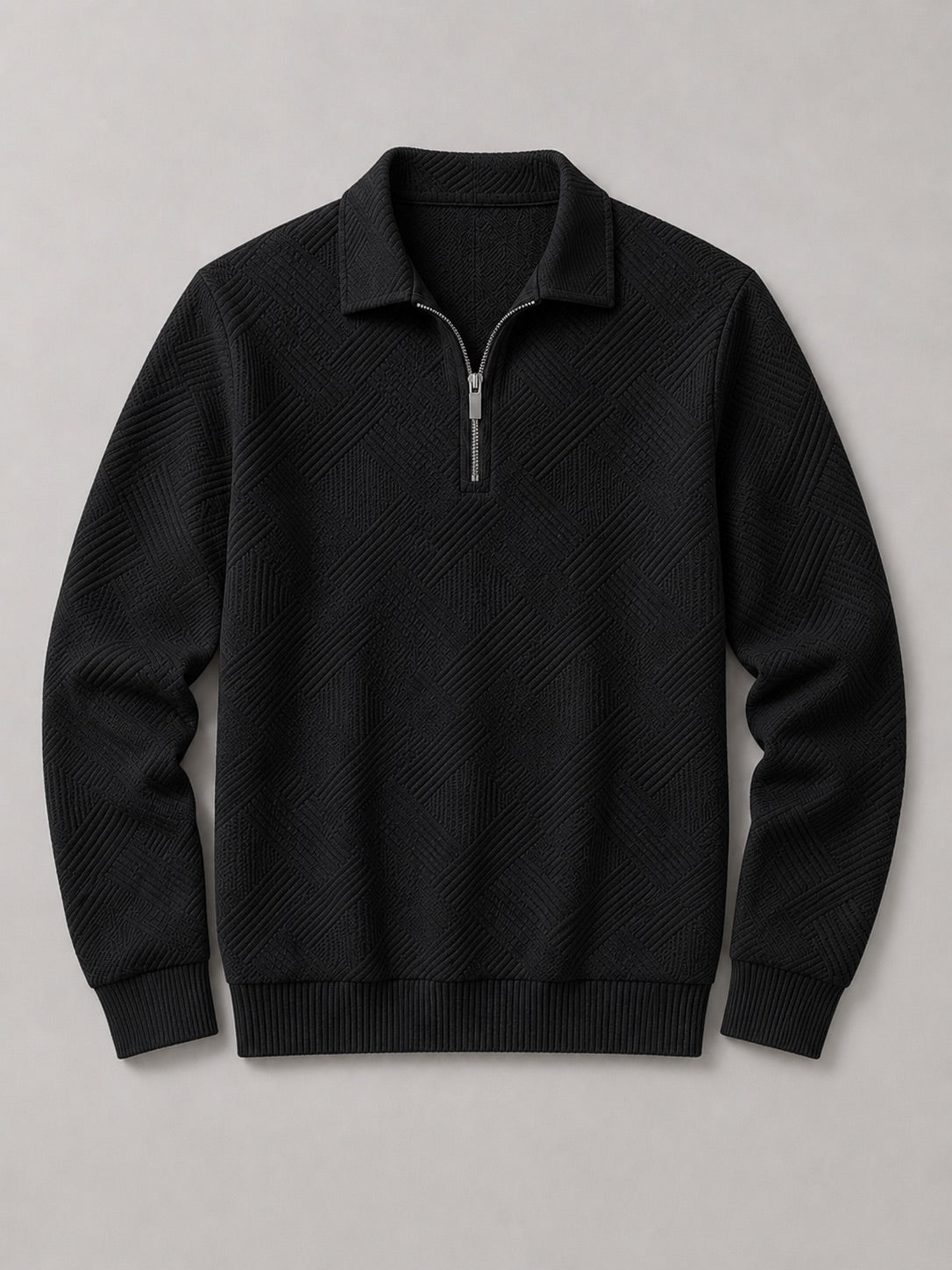 Men’s Quarter Zip Jumper Polo Lightweight Knit Long Sleeve Autumn Winter Pullover for Business Casual and Everyday Wear