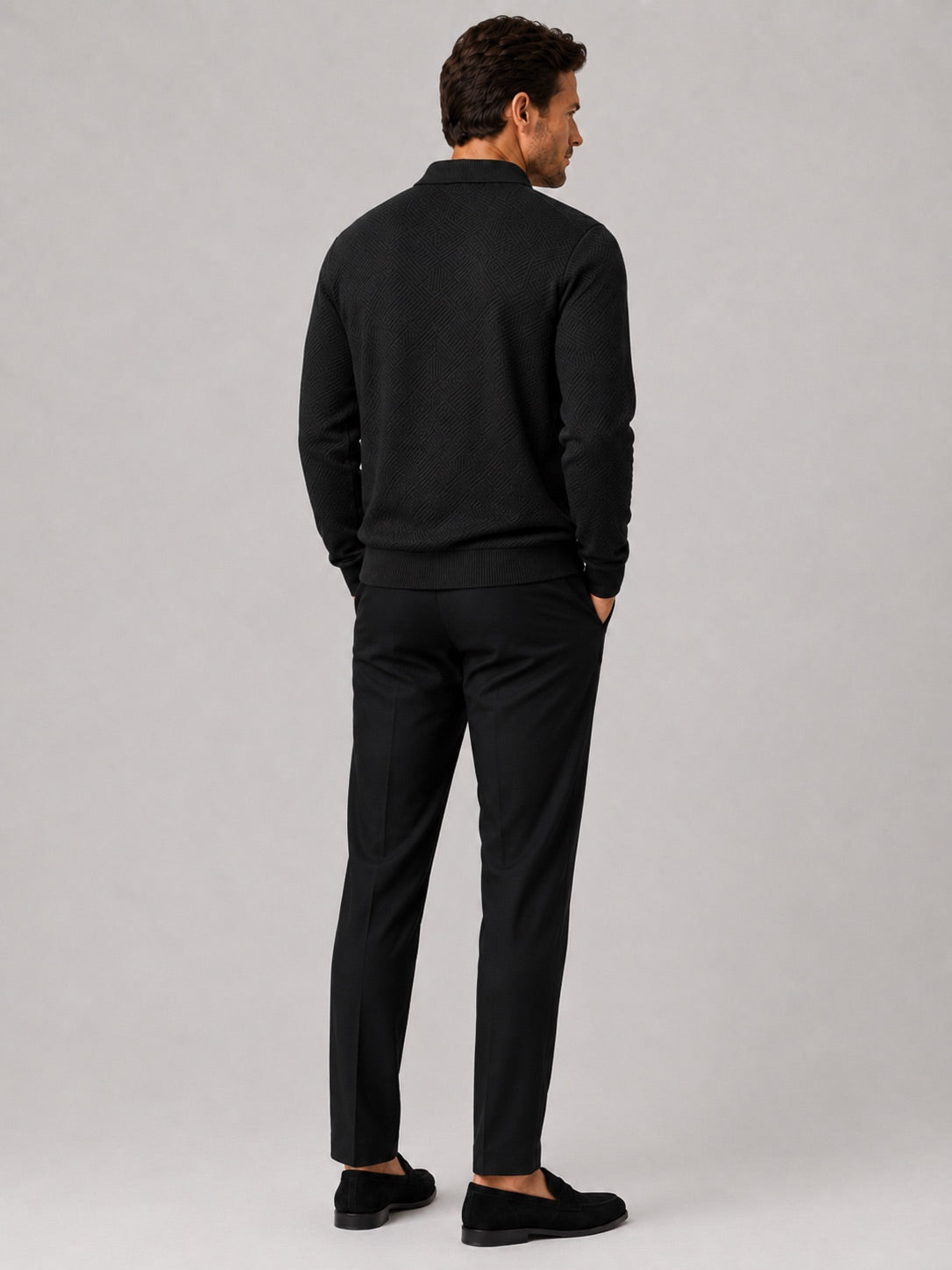 Men’s Quarter Zip Jumper Polo Lightweight Knit Long Sleeve Autumn Winter Pullover for Business Casual and Everyday Wear