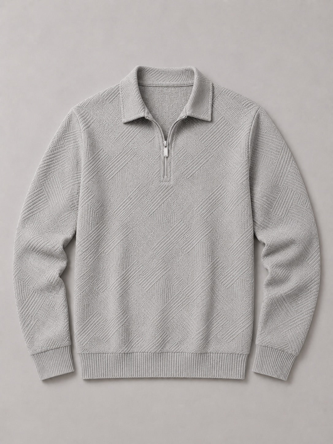 Men’s Quarter Zip Jumper Polo Lightweight Knit Long Sleeve Autumn Winter Pullover for Business Casual and Everyday Wear