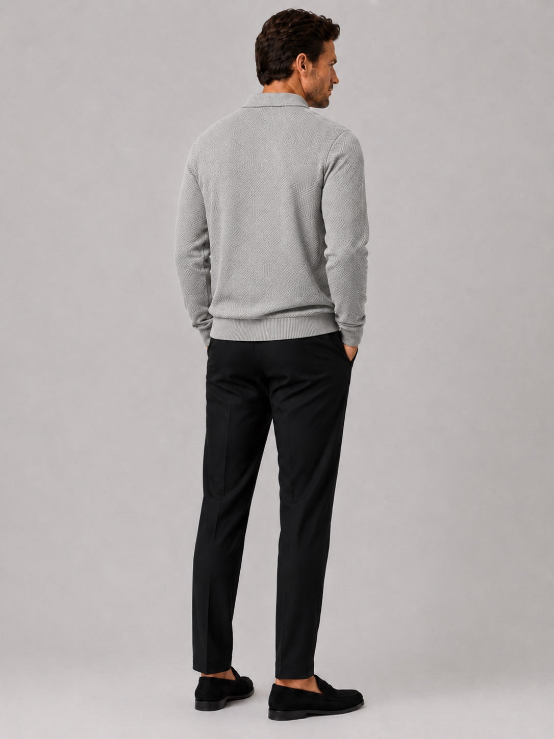 Men’s Quarter Zip Jumper Polo Lightweight Knit Long Sleeve Autumn Winter Pullover for Business Casual and Everyday Wear