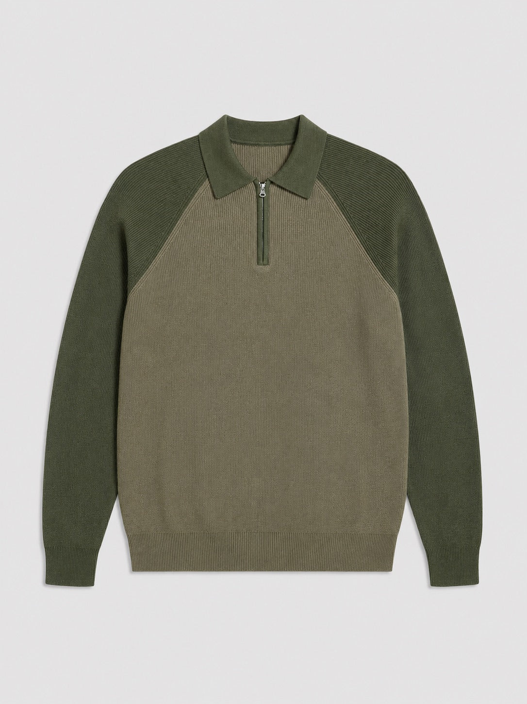 Men’s Quarter Zip Jumper Polo Slim Fit Long Sleeve Knit Autumn Winter Pullover for Business Casual and Everyday Wear
