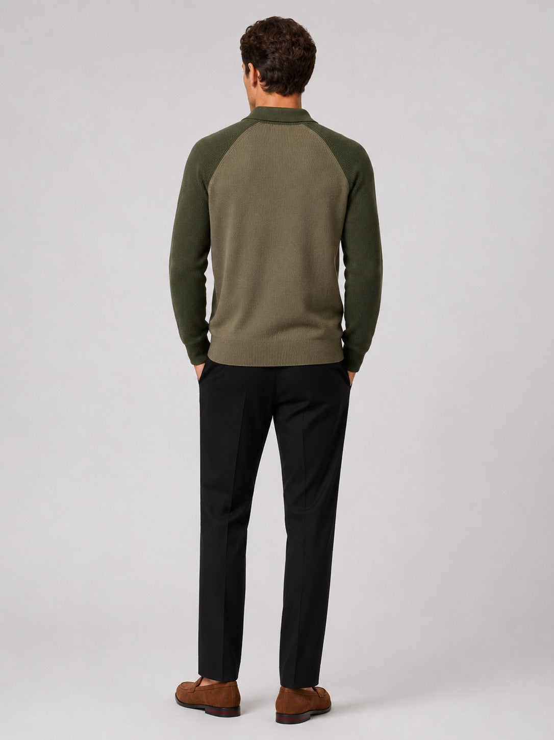 Men’s Quarter Zip Jumper Polo Slim Fit Long Sleeve Knit Autumn Winter Pullover for Business Casual and Everyday Wear