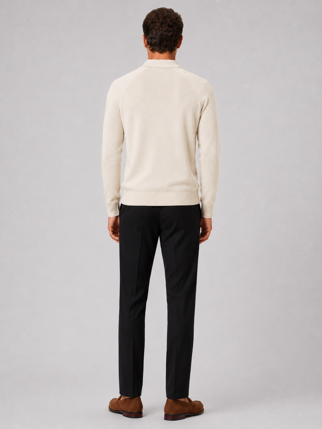 Men’s Quarter Zip Jumper Polo Slim Fit Long Sleeve Knit Autumn Winter Pullover for Business Casual and Everyday Wear