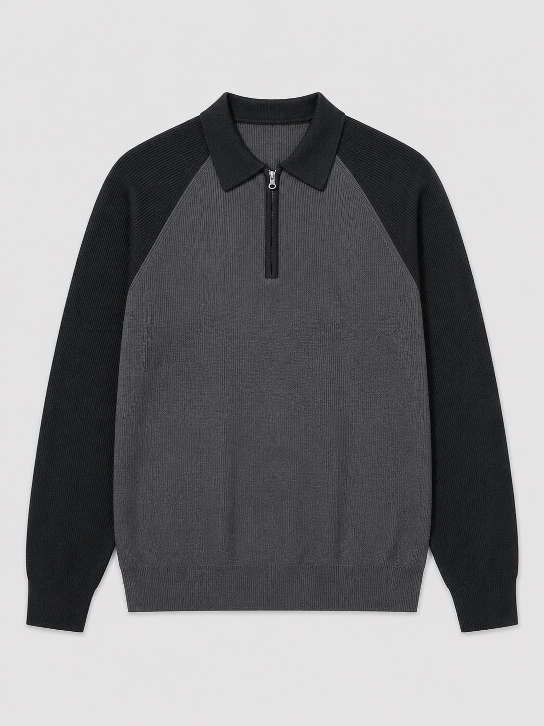 Men’s Quarter Zip Jumper Polo Slim Fit Long Sleeve Knit Autumn Winter Pullover for Business Casual and Everyday Wear