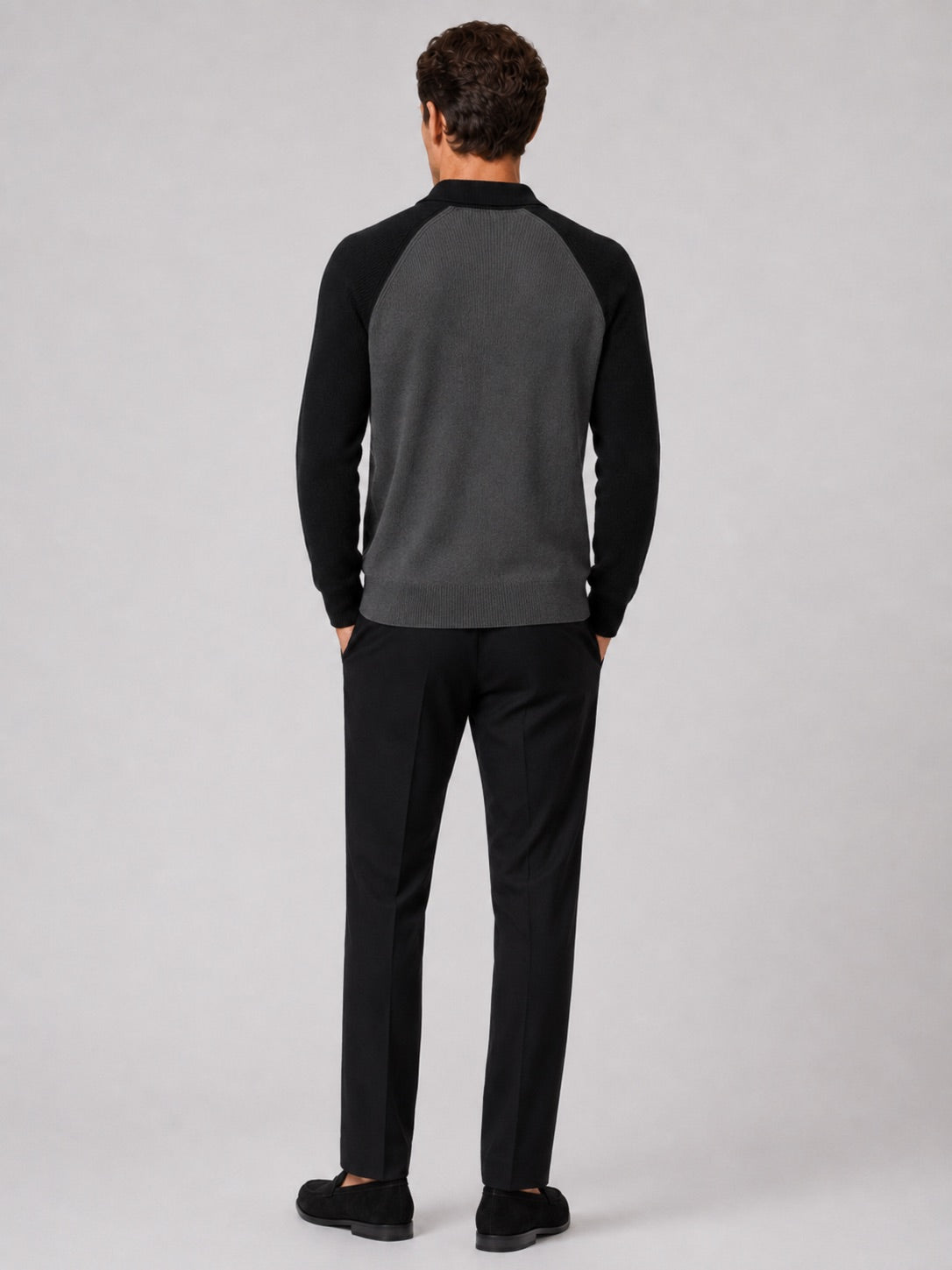 Men’s Quarter Zip Jumper Polo Slim Fit Long Sleeve Knit Autumn Winter Pullover for Business Casual and Everyday Wear
