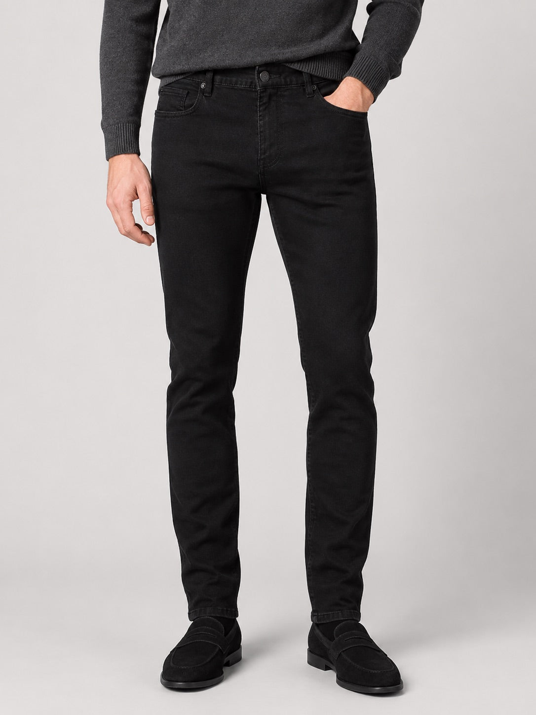 Men’s Black Jeans Stretch Denim Slim Fit Autumn Winter Trousers for Casual and Everyday Wear