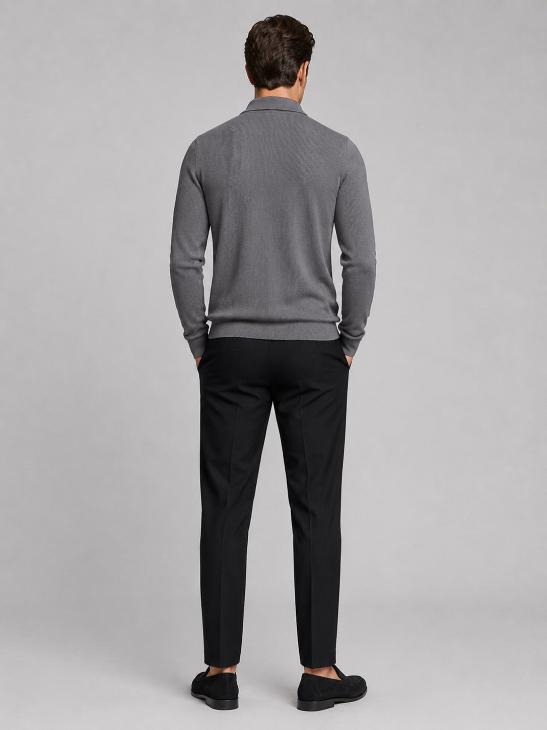 Men’s Quarter Zip Long Sleeve Polo Lapel Autumn Top for Business Casual and Office Wear