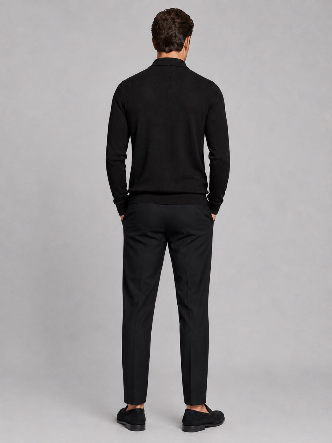 Men’s Quarter Zip Long Sleeve Polo Lapel Autumn Top for Business Casual and Office Wear