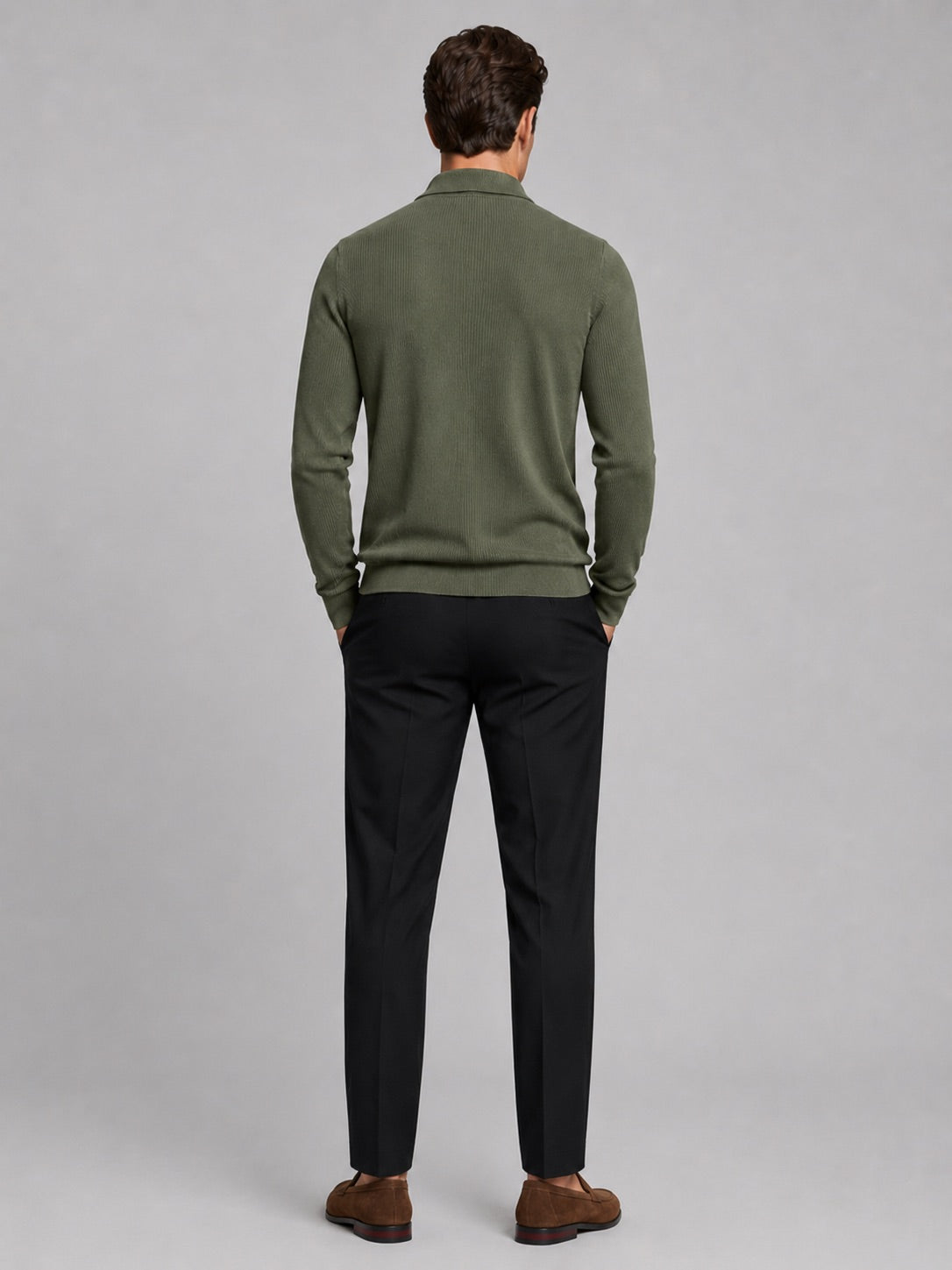 Men’s Quarter Zip Long Sleeve Polo Lapel Autumn Top for Business Casual and Office Wear