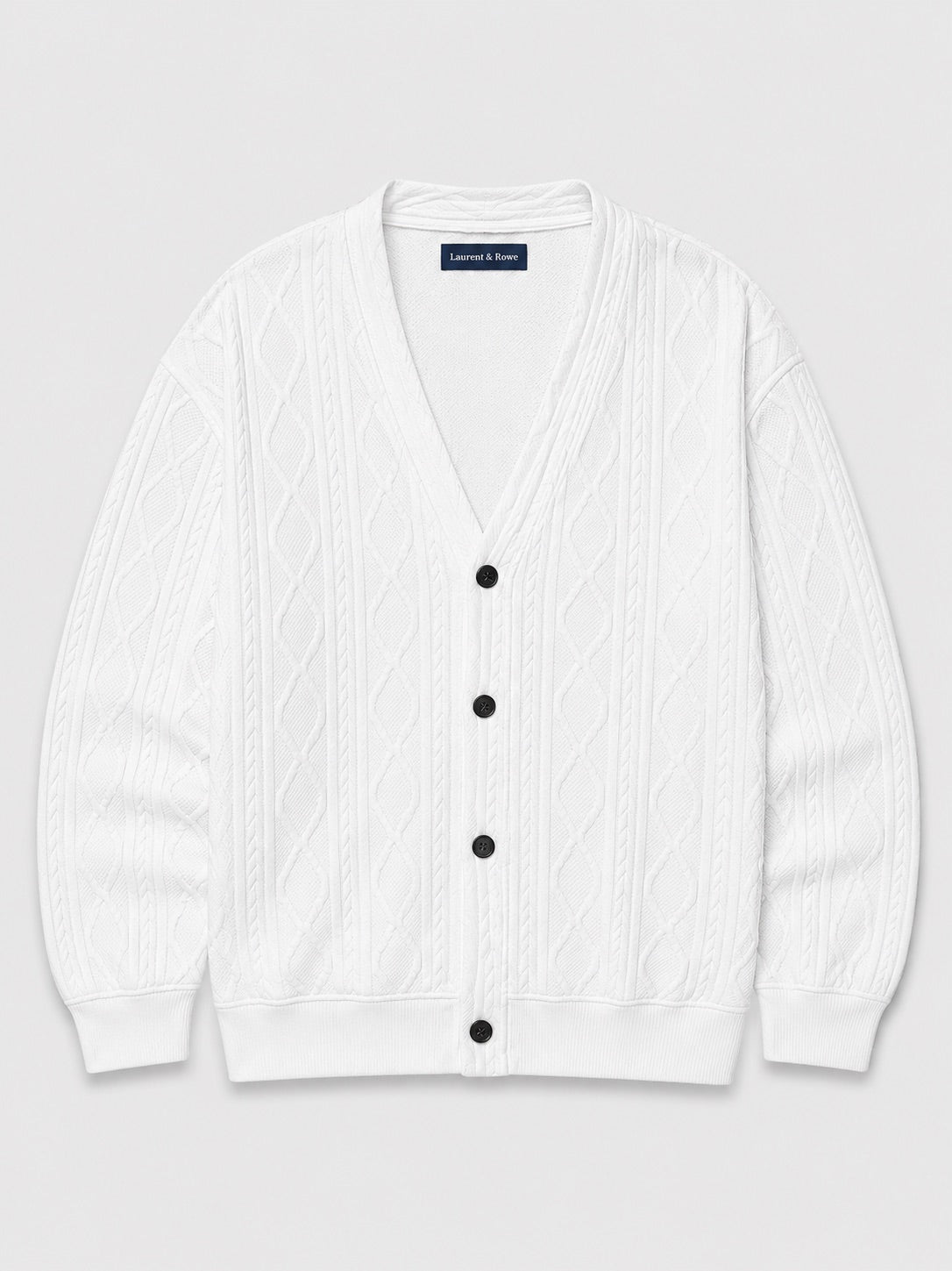 Men’s Cable Knit Cardigan Jumper V-Neck Diamond Pattern Oversized Autumn Winter Layer for Casual and Everyday Wear