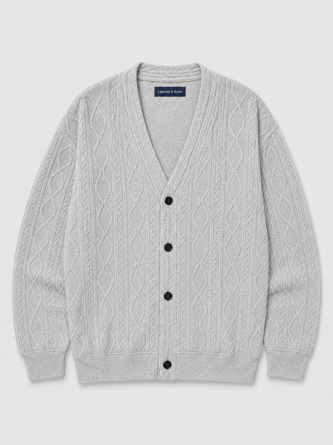 Men’s Cable Knit Cardigan Jumper V-Neck Diamond Pattern Oversized Autumn Winter Layer for Casual and Everyday Wear