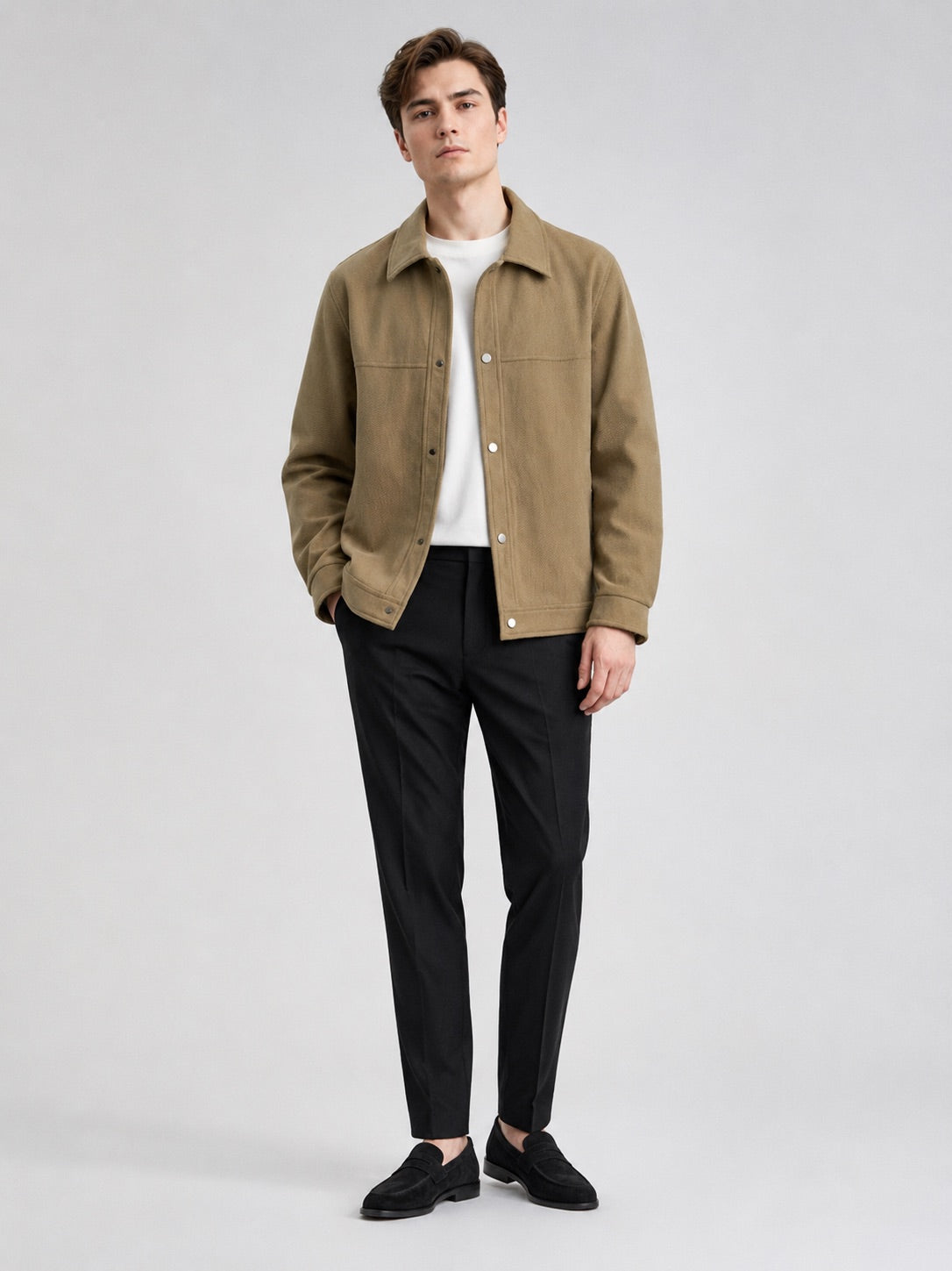 Men’s Jacket Turn-Down Collar Loose Fit Business Casual Autumn Jacket Outerwear for Commuting and Everyday Wear