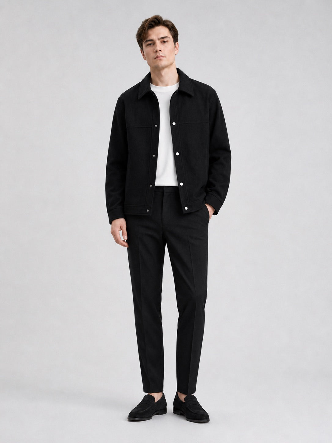 Men’s Jacket Turn-Down Collar Loose Fit Business Casual Autumn Jacket Outerwear for Commuting and Everyday Wear