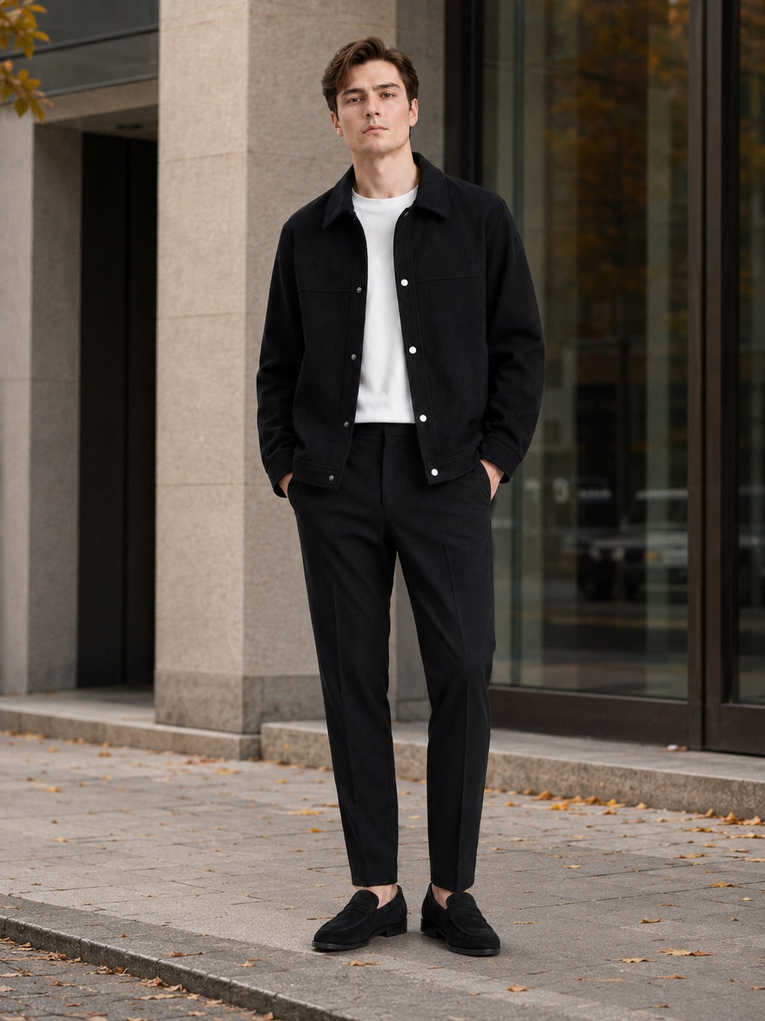 Men’s Jacket Turn-Down Collar Loose Fit Business Casual Autumn Jacket Outerwear for Commuting and Everyday Wear