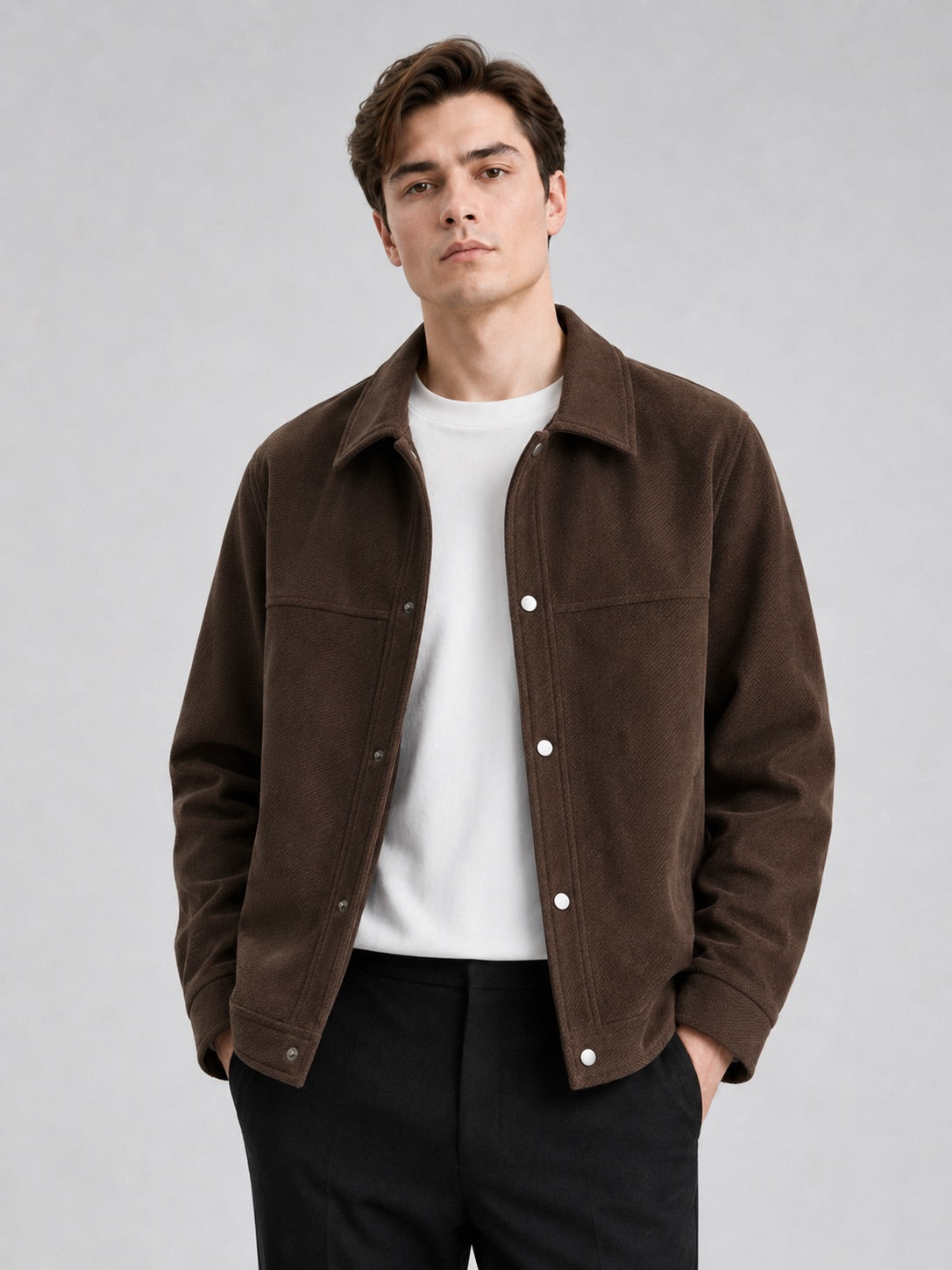 Men’s Jacket Turn-Down Collar Loose Fit Business Casual Autumn Jacket Outerwear for Commuting and Everyday Wear