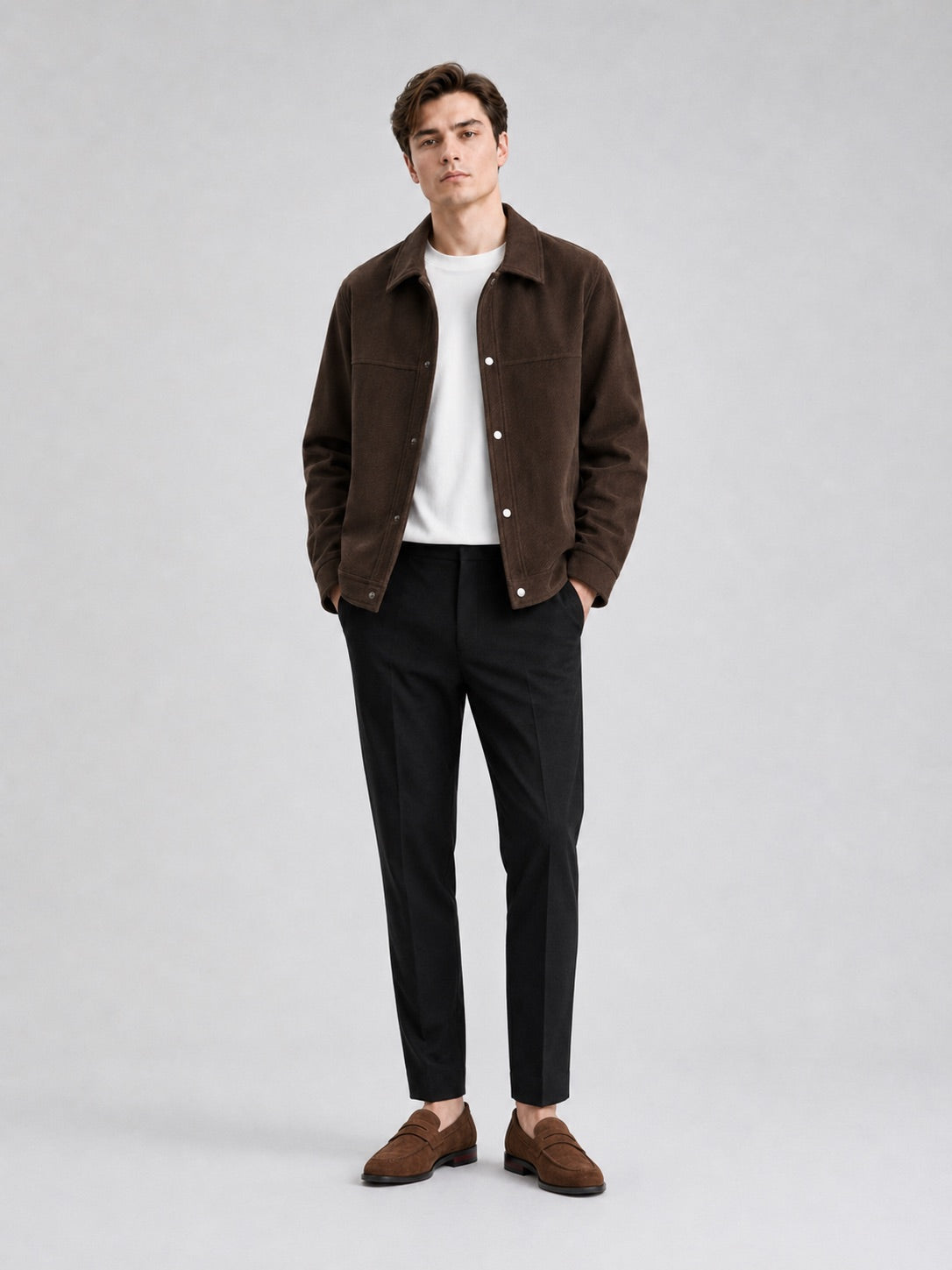 Men’s Jacket Turn-Down Collar Loose Fit Business Casual Autumn Jacket Outerwear for Commuting and Everyday Wear