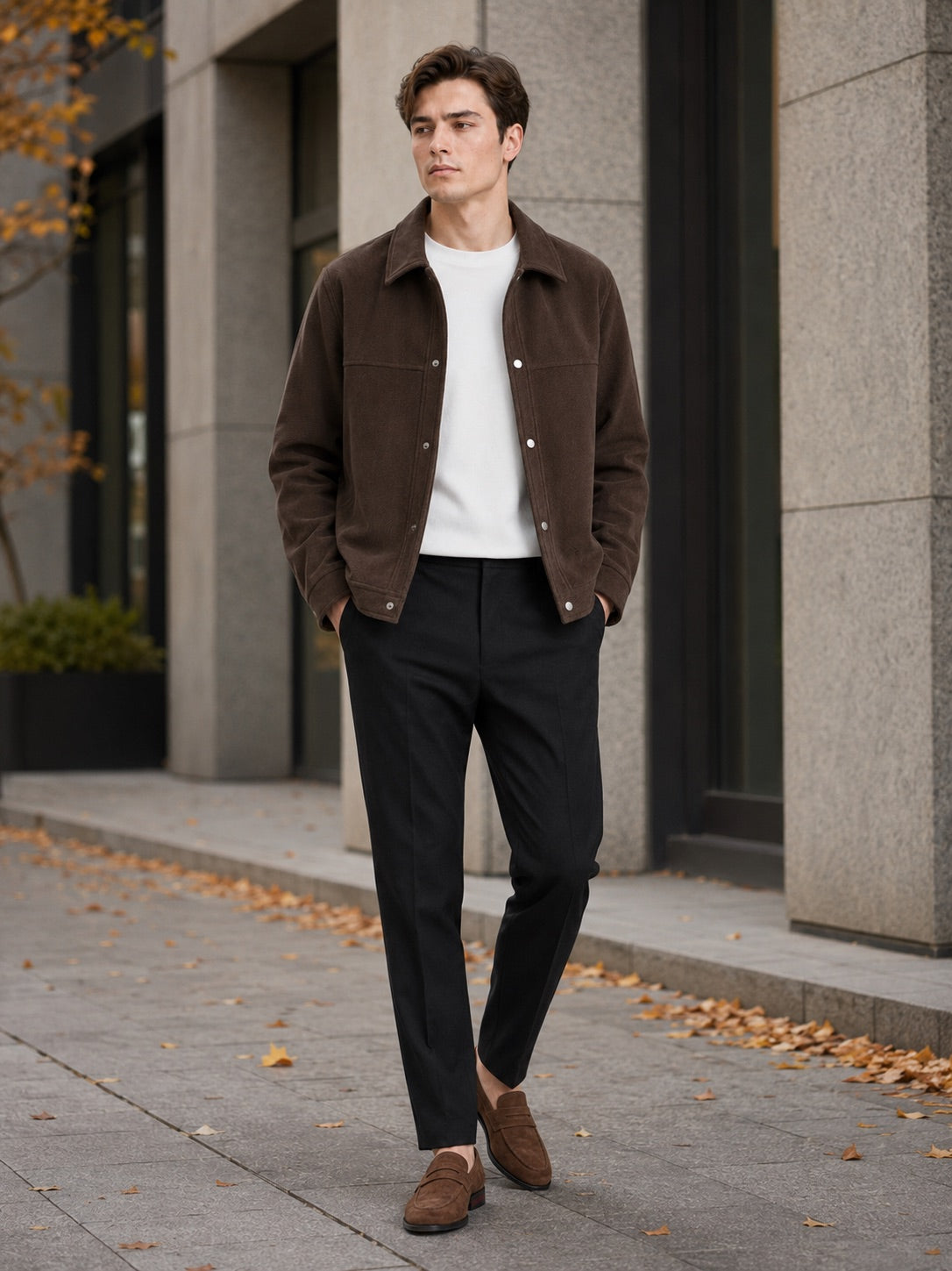 Men’s Jacket Turn-Down Collar Loose Fit Business Casual Autumn Jacket Outerwear for Commuting and Everyday Wear