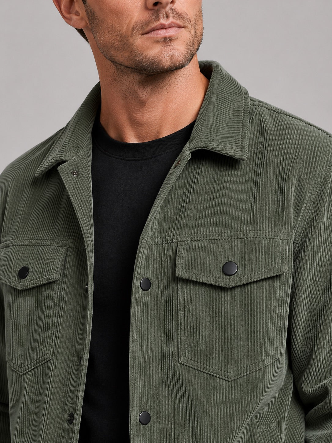 Men’s Corduroy Jacket Lapel Loose Fit Autumn Casual Coat for Everyday and Streetwear Wear