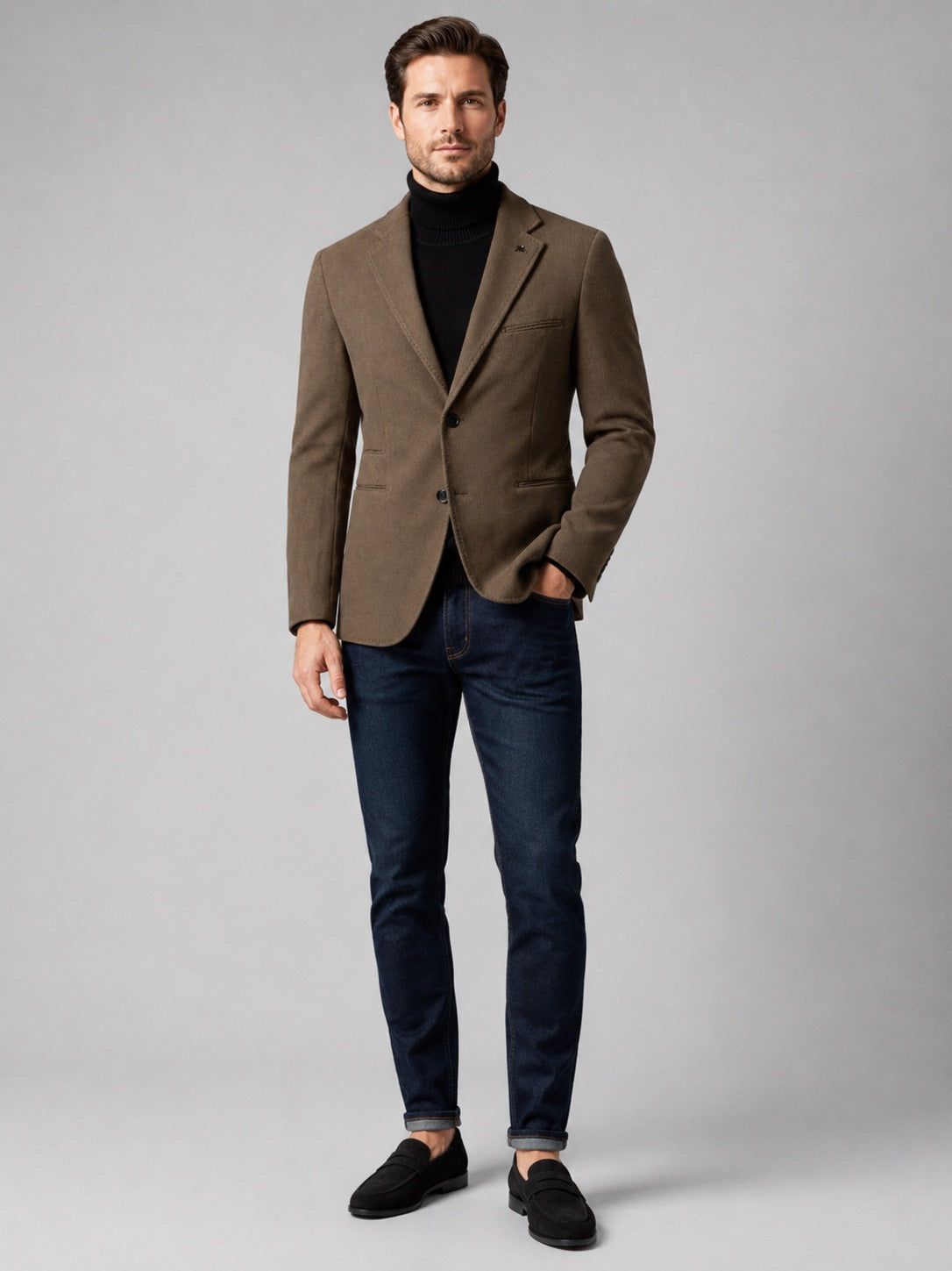Men’s Blazer Slim Fit Single Breasted Solid Colour Autumn Winter Suit Jacket for Business Casual and Office Wear
