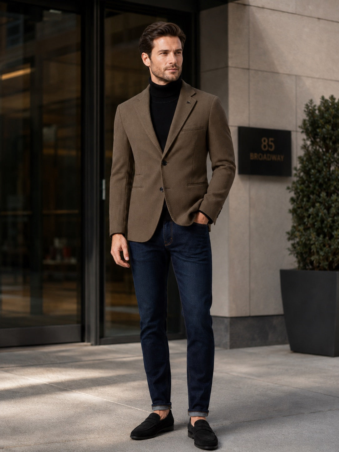 Men’s Blazer Slim Fit Single Breasted Solid Colour Autumn Winter Suit Jacket for Business Casual and Office Wear