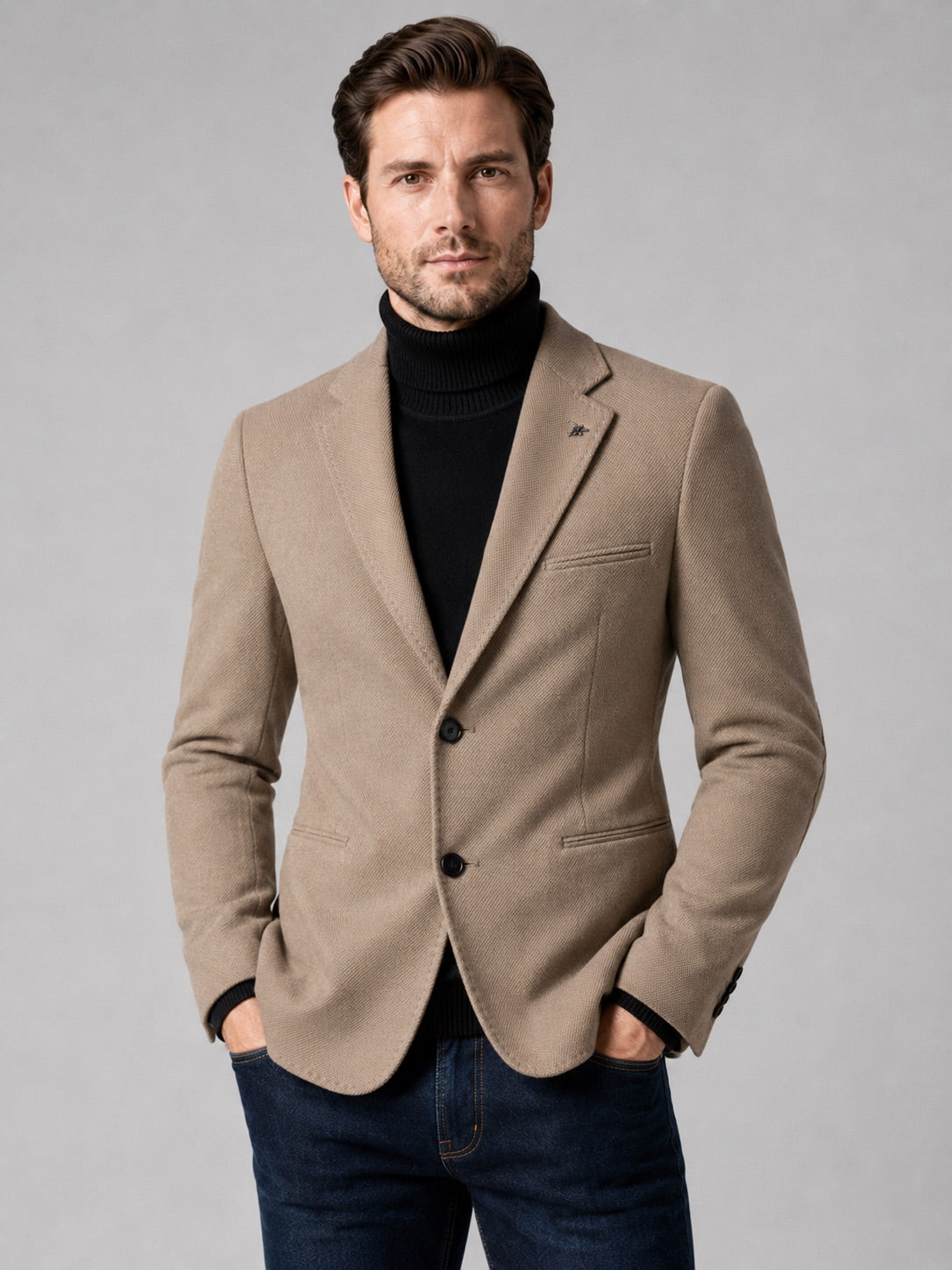 Men’s Blazer Slim Fit Single Breasted Solid Colour Autumn Winter Suit Jacket for Business Casual and Office Wear