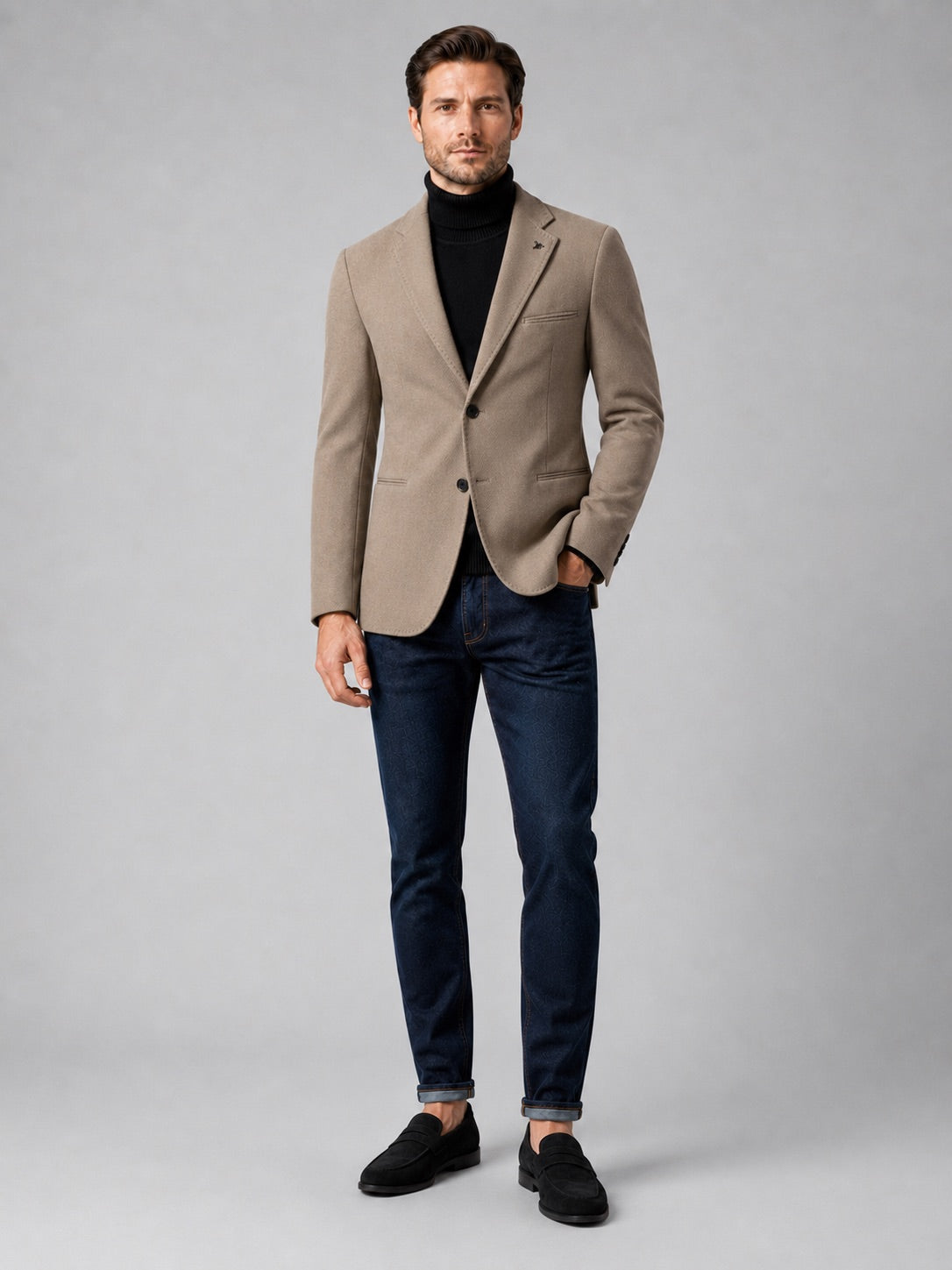 Men’s Blazer Slim Fit Single Breasted Solid Colour Autumn Winter Suit Jacket for Business Casual and Office Wear