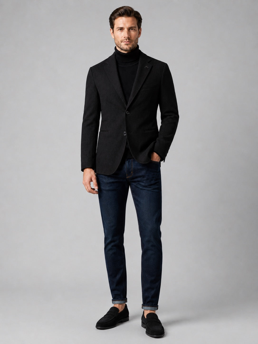 Men’s Blazer Slim Fit Single Breasted Solid Colour Autumn Winter Suit Jacket for Business Casual and Office Wear