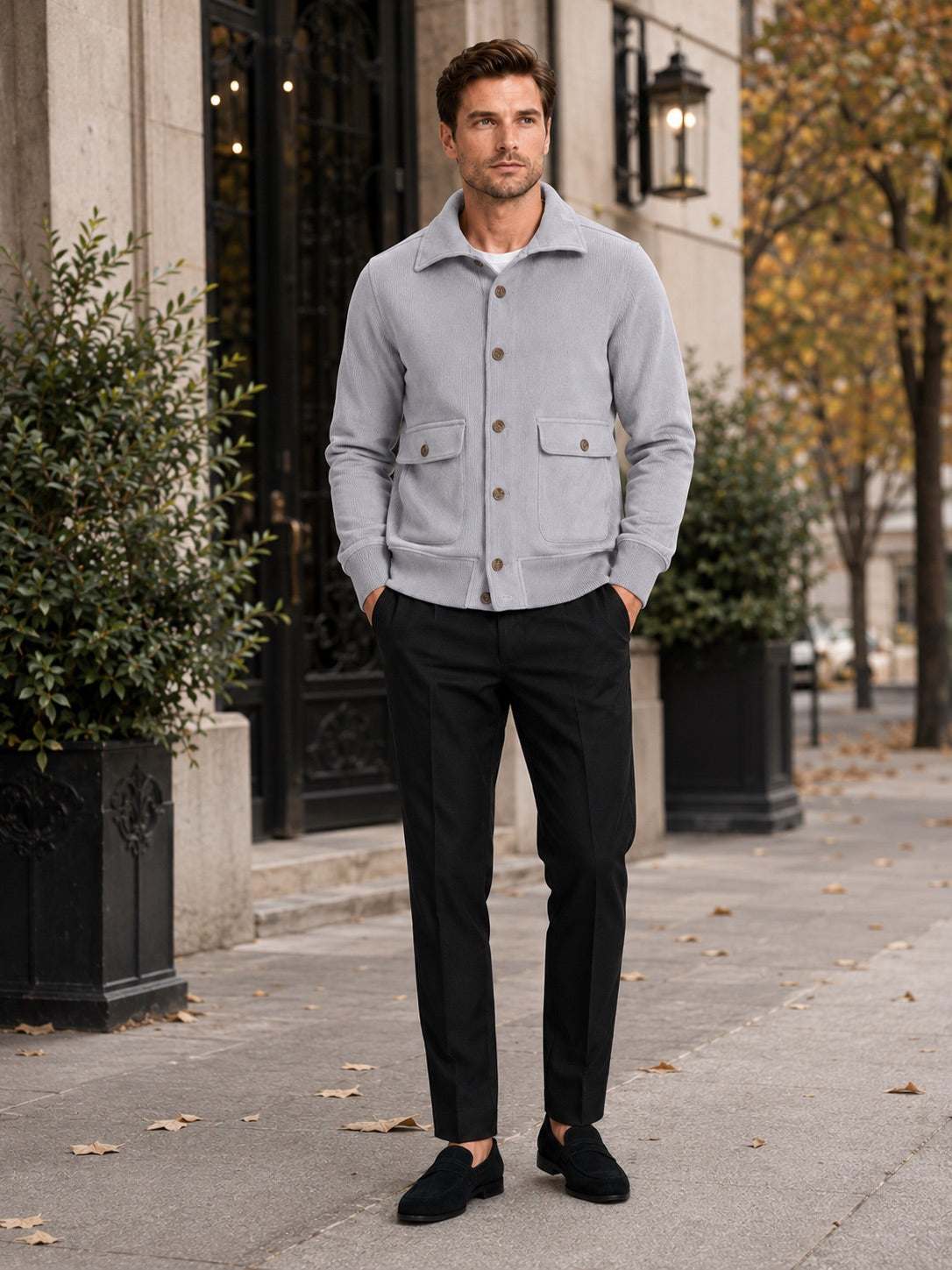 Men’s Chore Jacket Button-Up Windproof Pocket Casual Winter Autumn Jacket for Outdoor and Everyday Wear