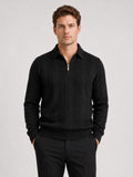 Men’s Quarter Zip Jumper Long Sleeve Turn-Down Collar Autumn Winter Pullover for Casual and Everyday Wear