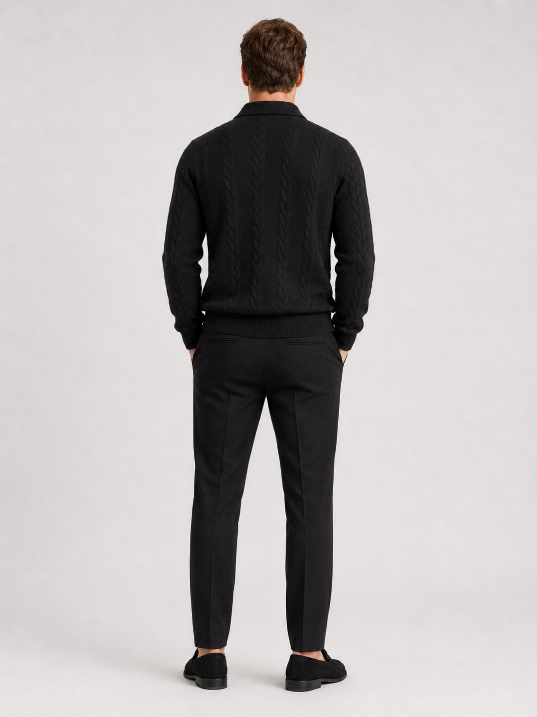 Men’s Quarter Zip Jumper Long Sleeve Turn-Down Collar Autumn Winter Pullover for Casual and Everyday Wear